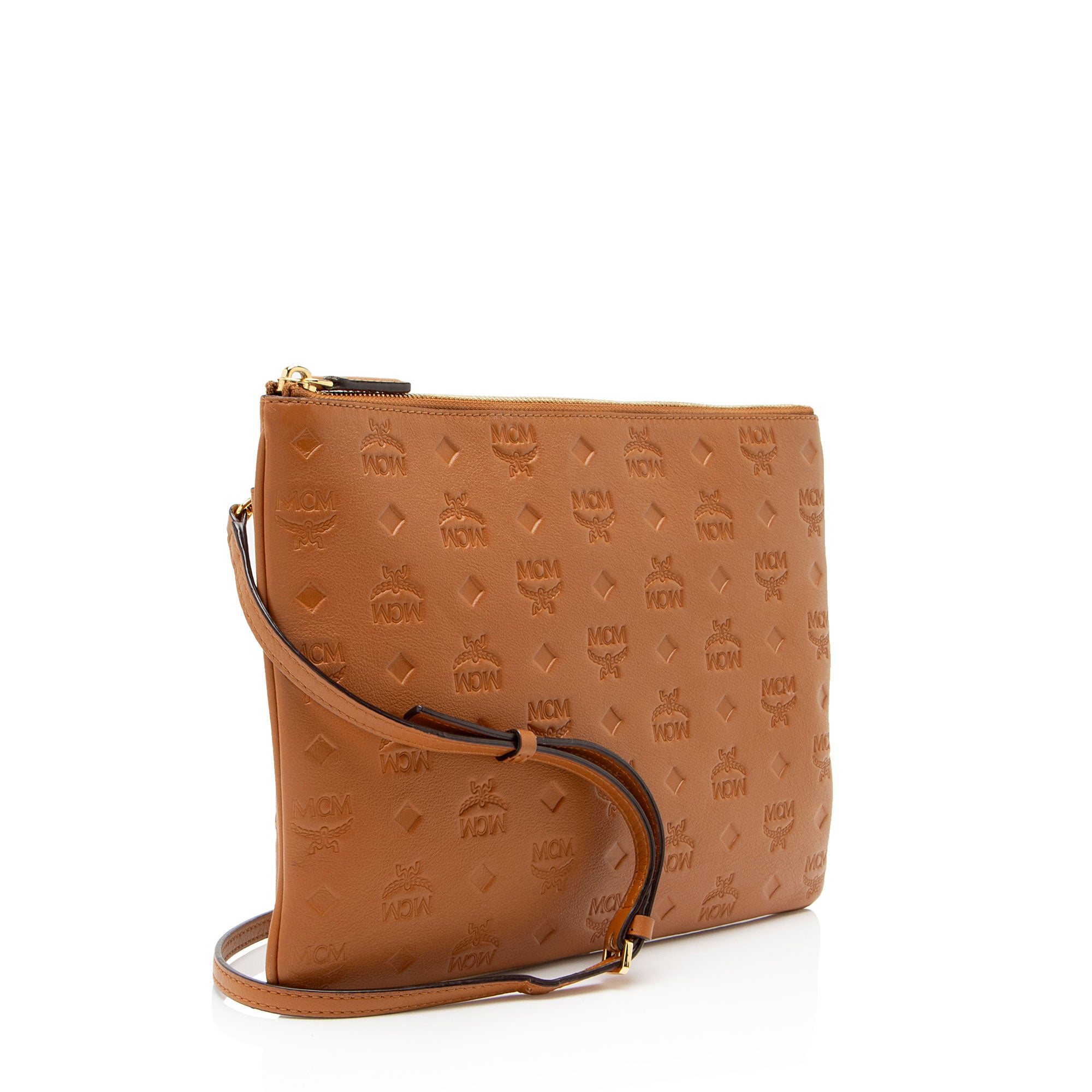 MCM Embossed Leather Aren Medium Crossbody