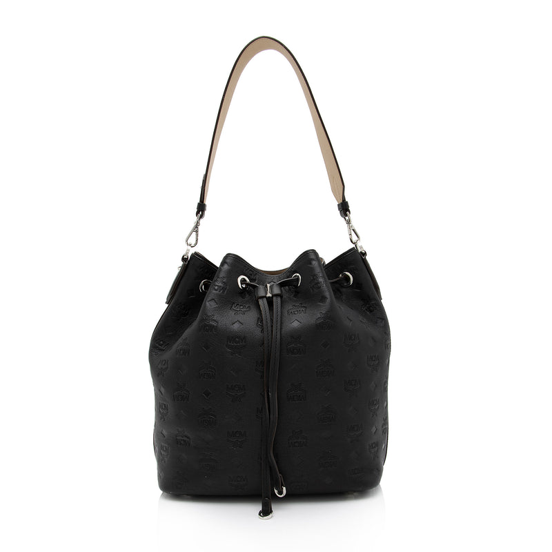 Mcm drawstring medium black sale