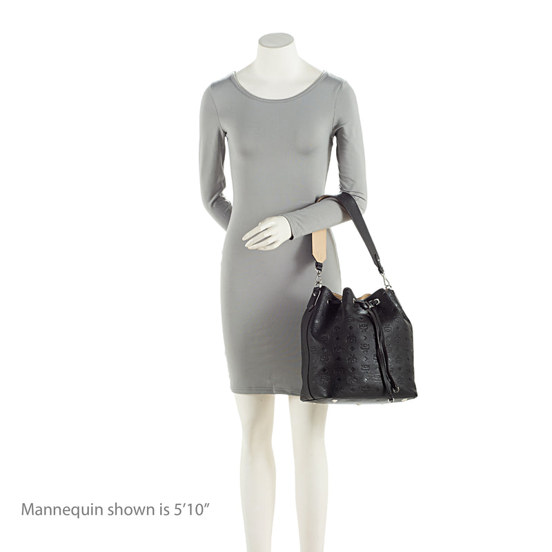Mcm essential monogrammed clearance leather drawstring medium black