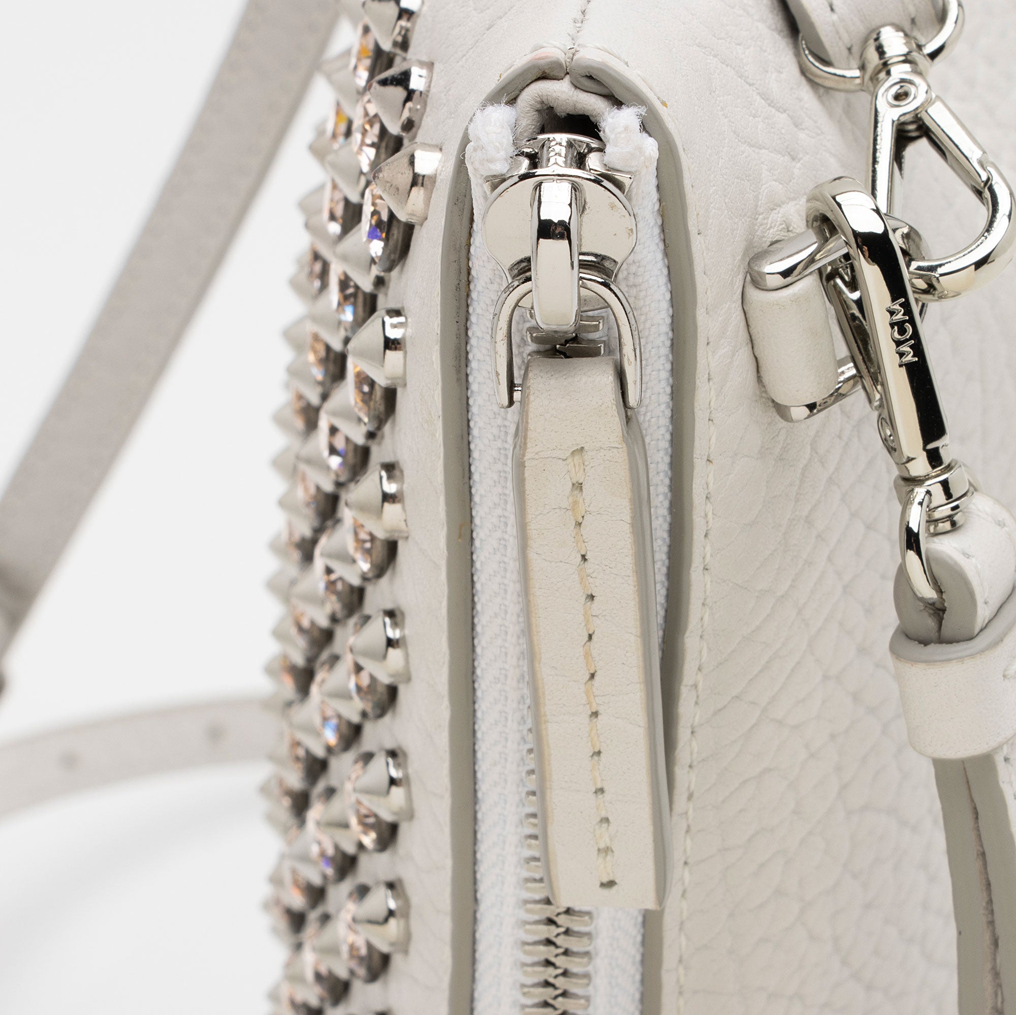 MCM Lambskin Crystal Studded Stark Special Pouch Medium Crossbody Bag (SHF-IC5owp)