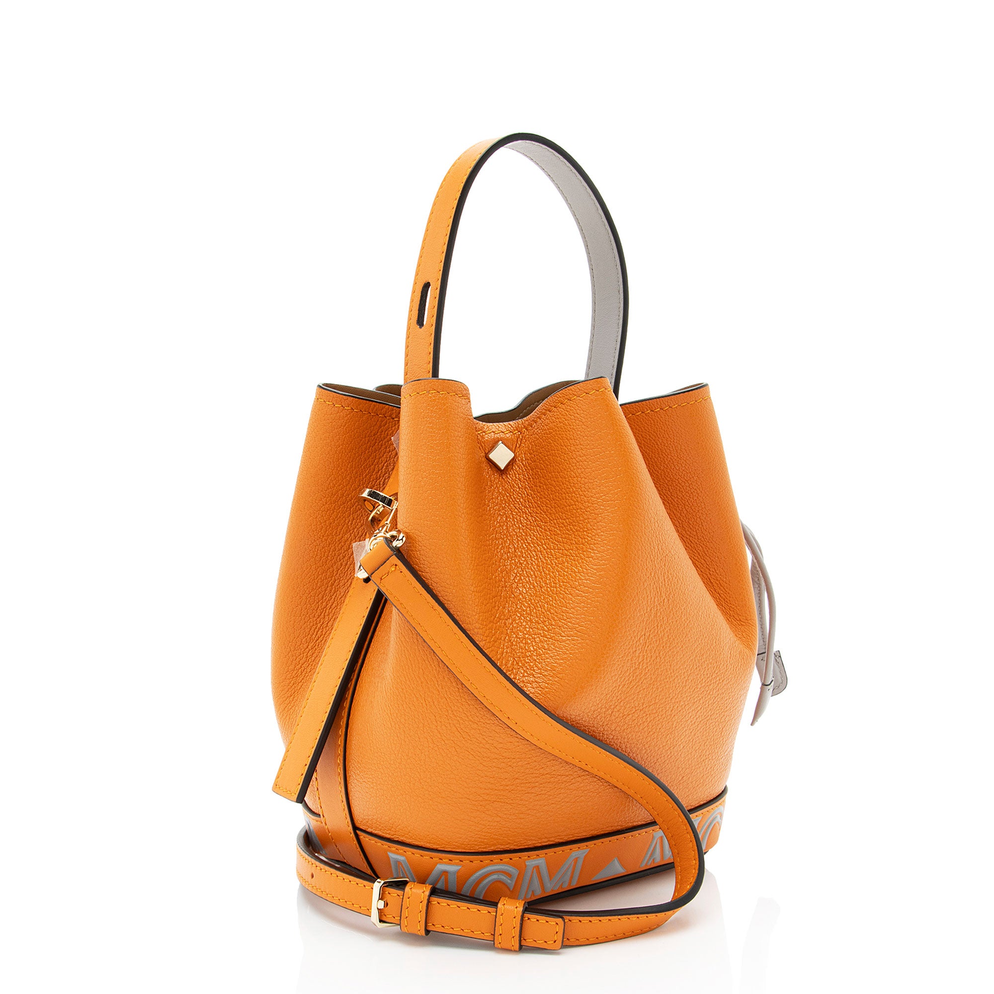 MCM Leather Milano Drawstring Mini Bucket Bag