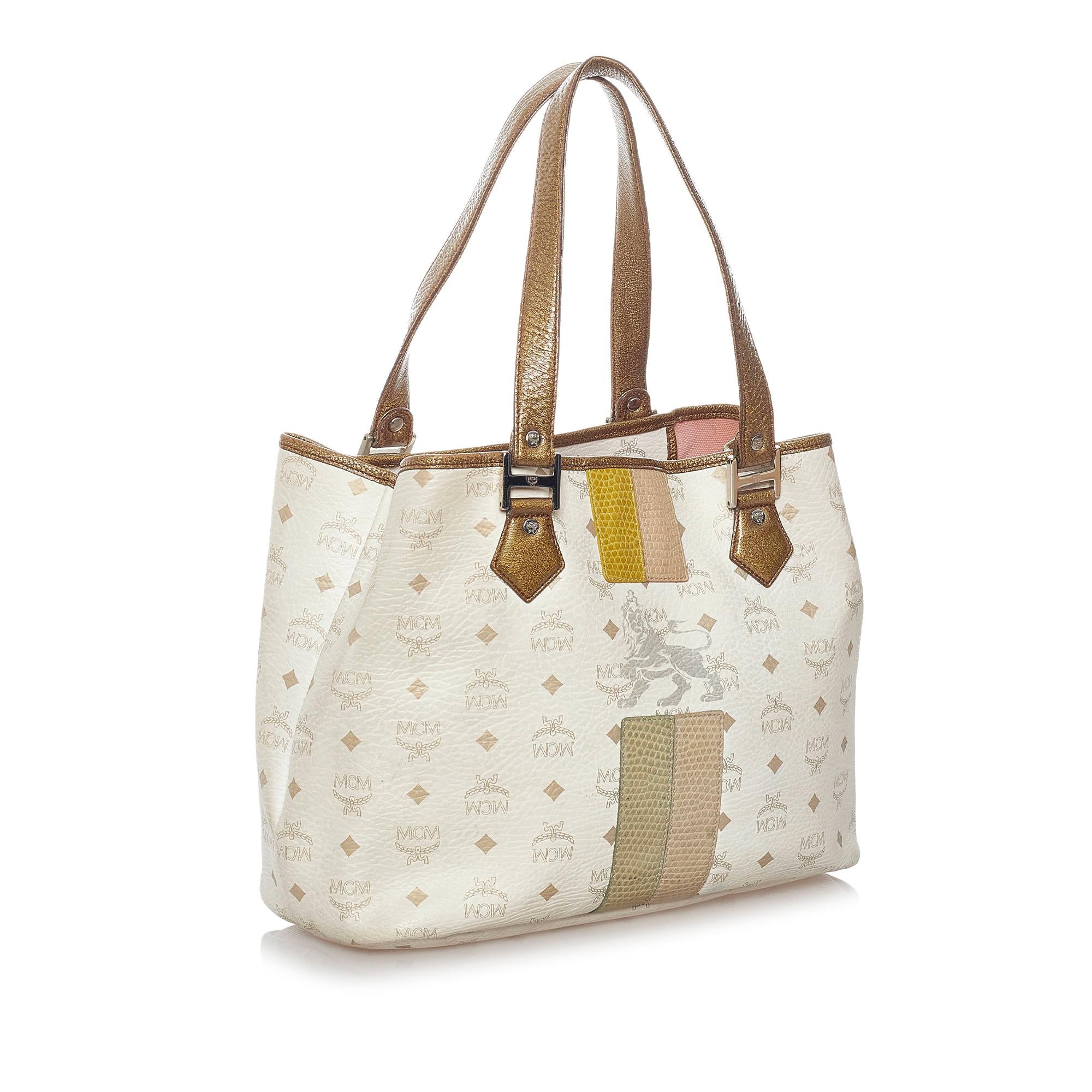 MCM Lion Visetos Leather Tote Bag (SHG-rouUZj)