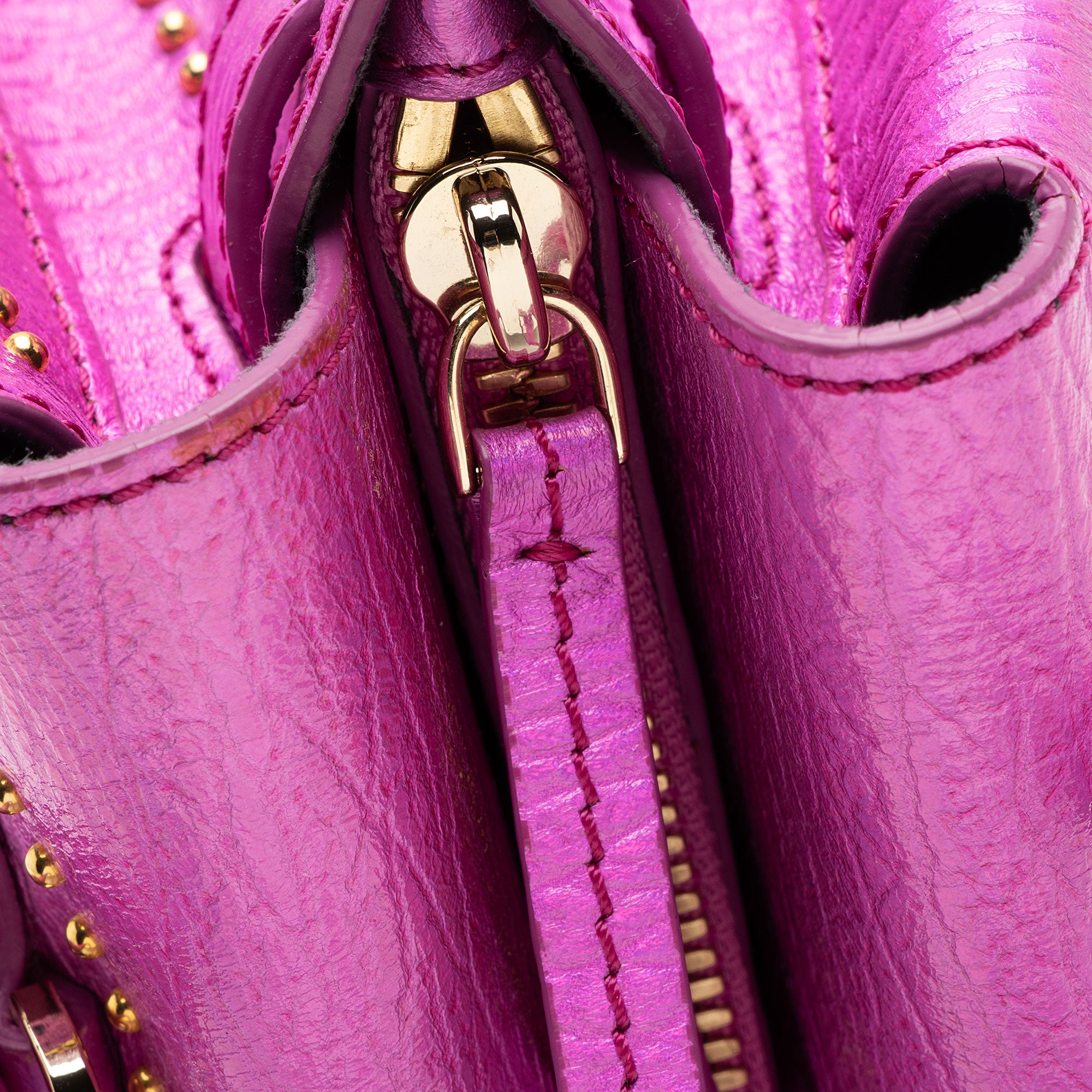 MCM Metallic Leather Cyber Studs Milla Mini Tote