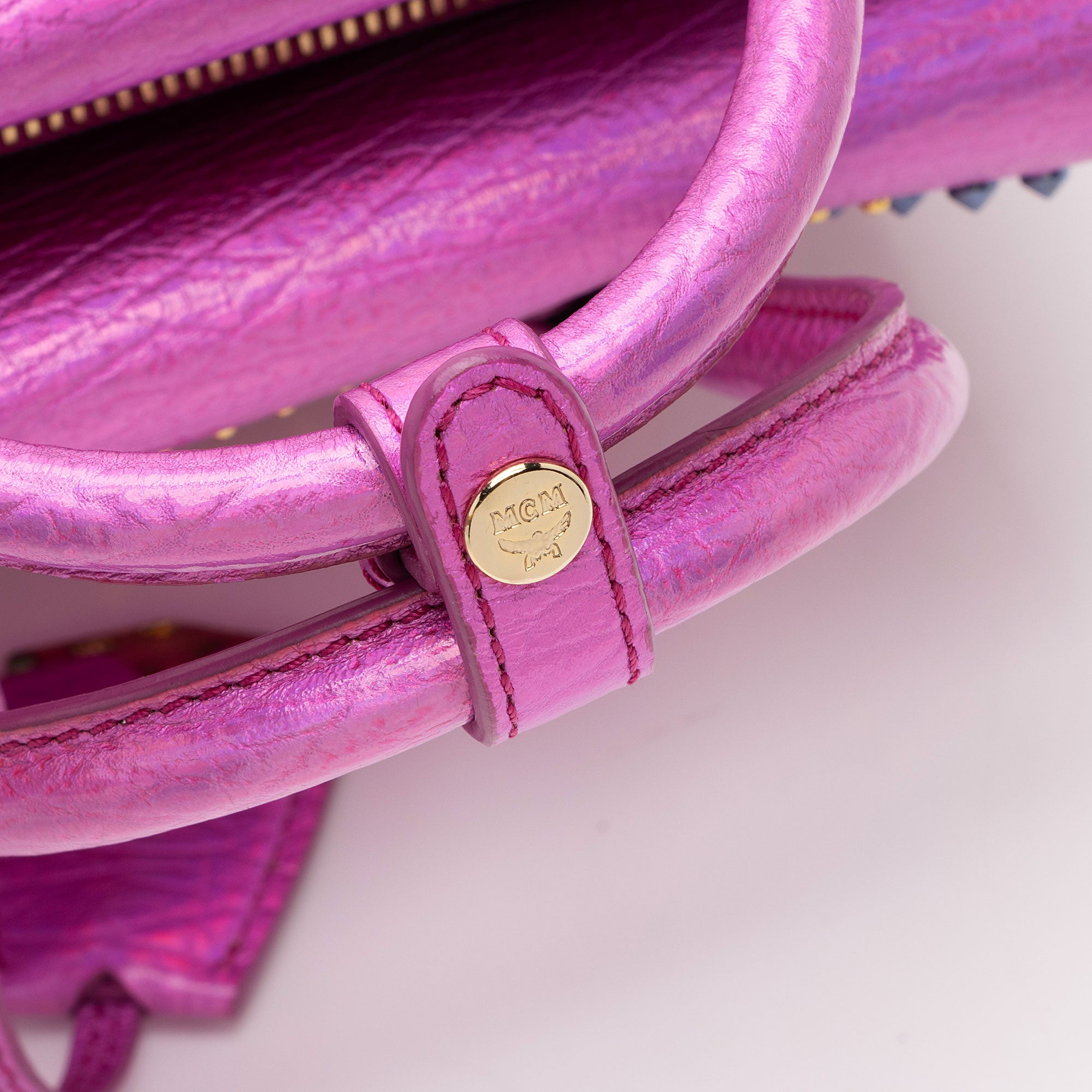 MCM Metallic Leather Cyber Studs Milla Mini Tote