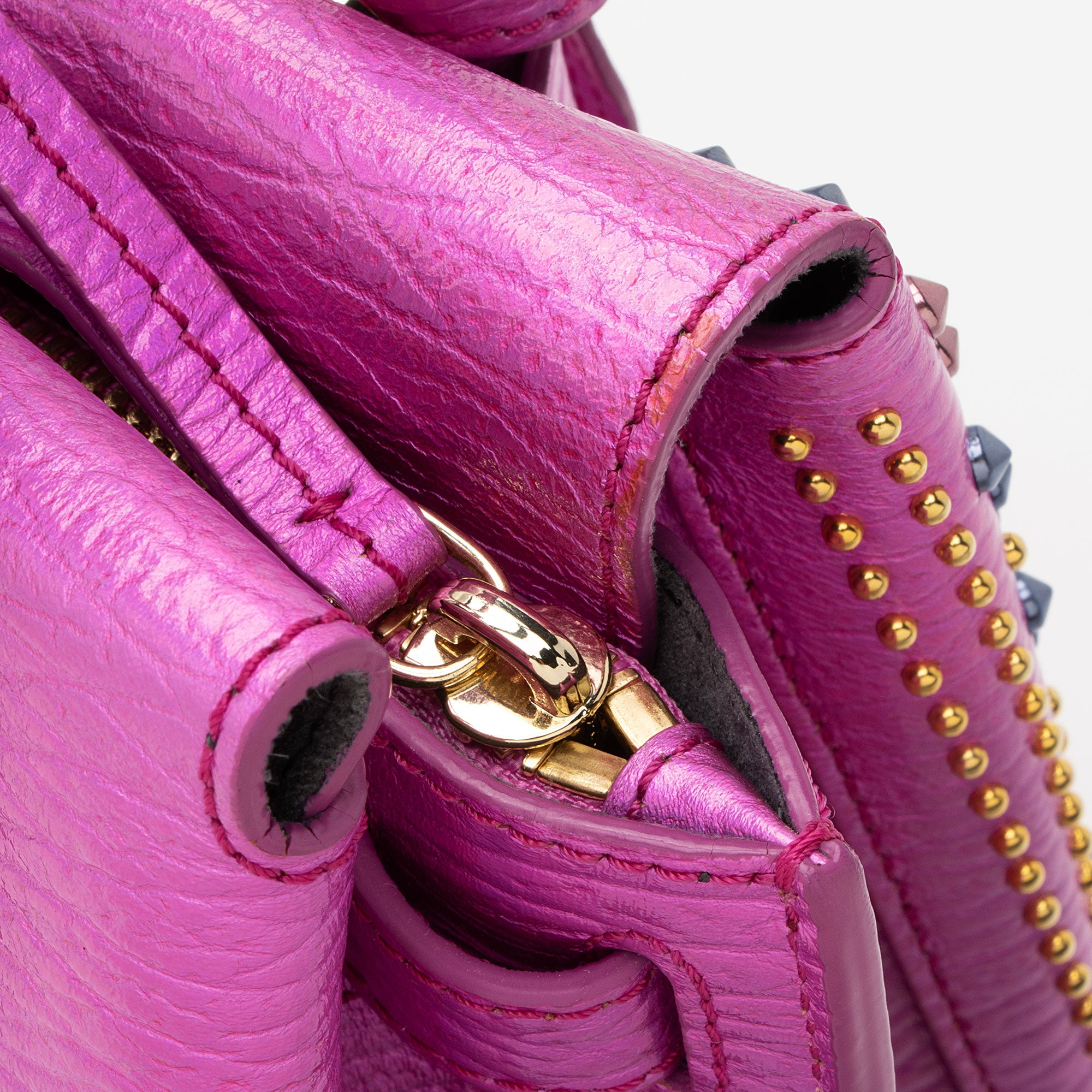 MCM Metallic Leather Cyber Studs Milla Mini Tote