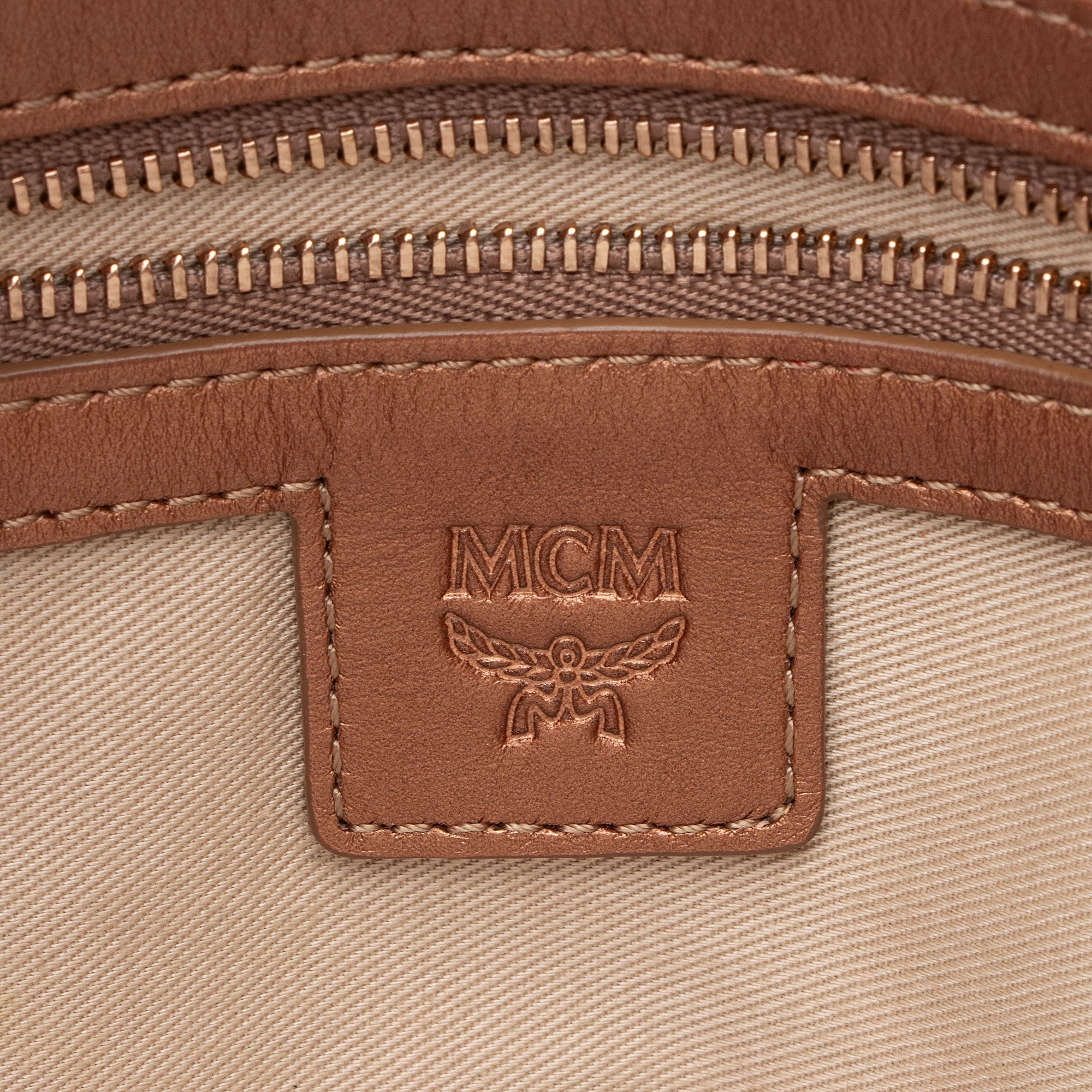MCM Metallic Visetos Medium Zip Pouch