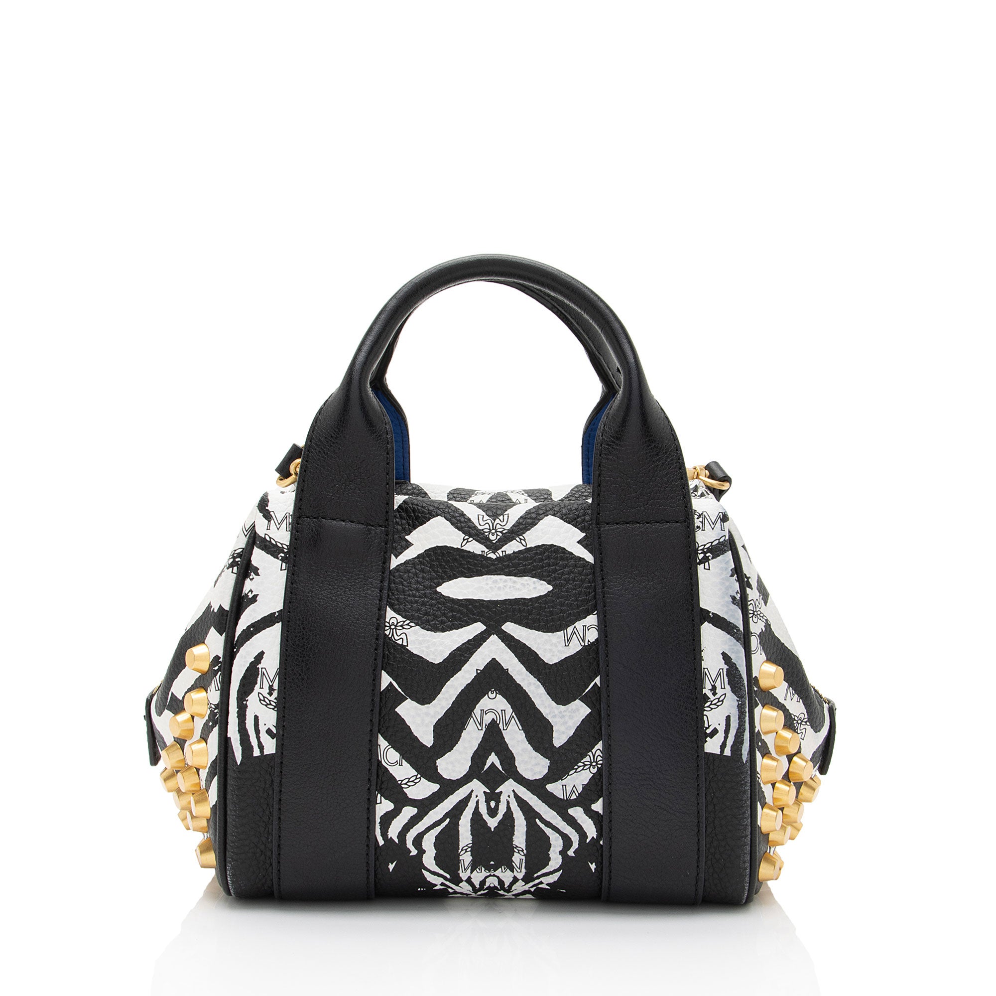 MCM Studded Visetos Funky Zebra Satchel (SHF-xVF2VO)