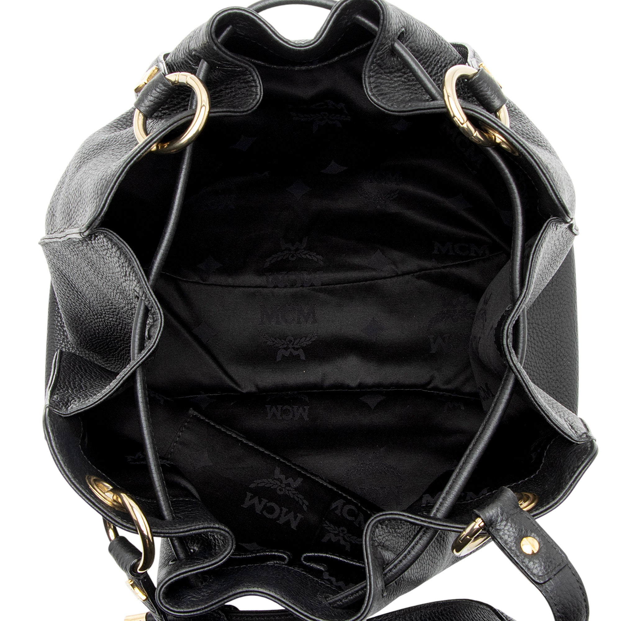 MCM Vintage Leather Charms Drawstring Shoulder Bag