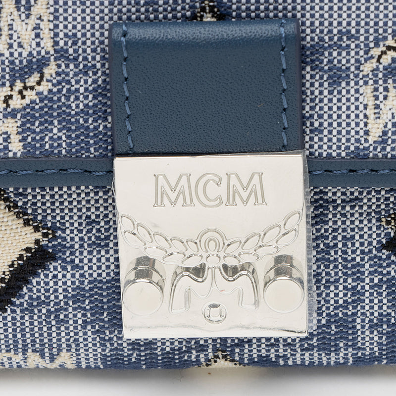  MCM Vintage Jacquard Mini/Trifold Wallet Blue One Size :  Clothing, Shoes & Jewelry