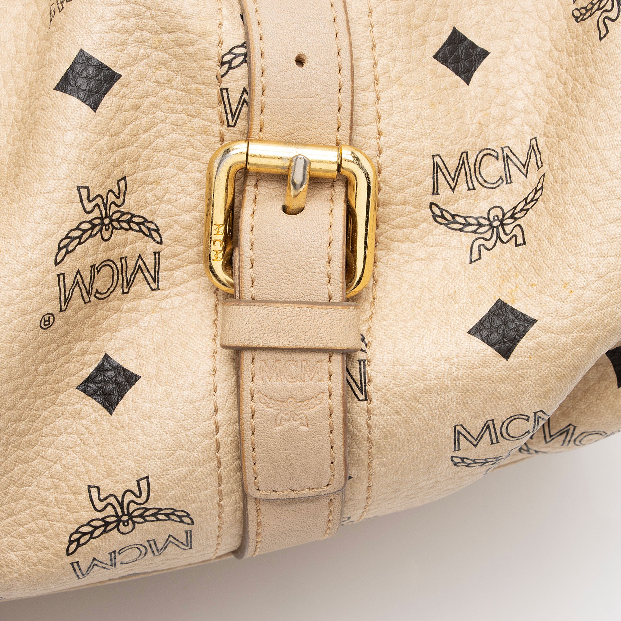 MCM Vintage Visetos Buckled Boston Bag (SHF-1mstCB)