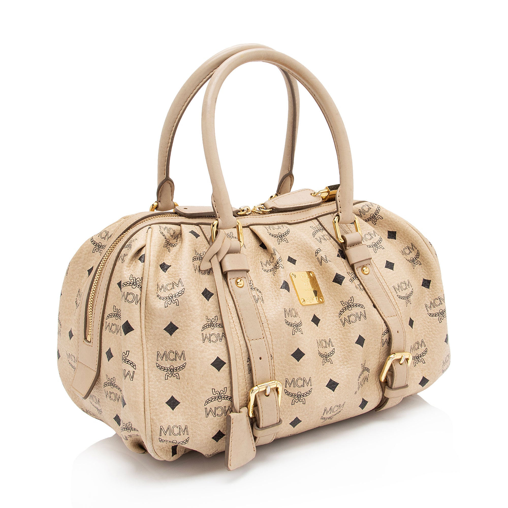 MCM Vintage Visetos Buckled Boston Bag (SHF-1mstCB)