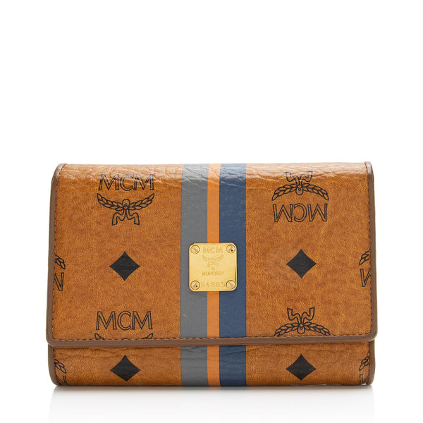 MCM Vintage Visetos Stripe Tri-Fold Wallet (SHF-23118)