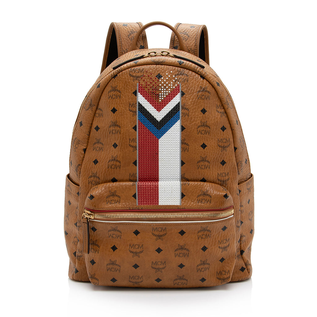 MCM Visetos Chevron Stripe Stark Medium Backpack SHF 0BUVe6