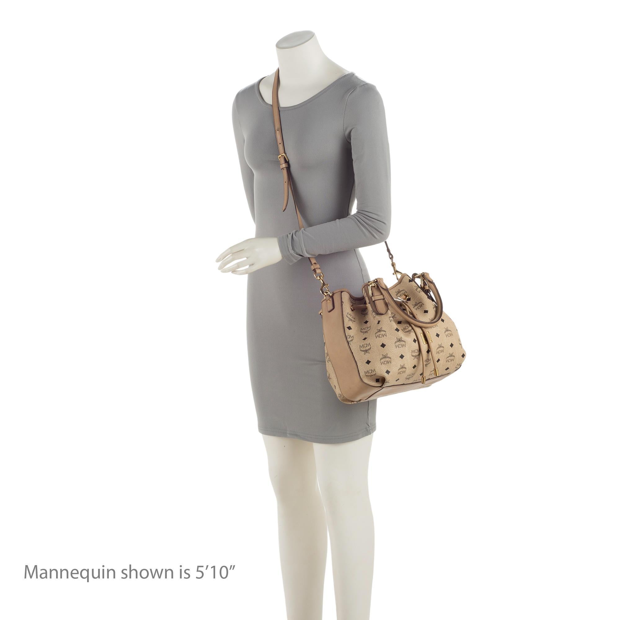 MCM Visetos Drawstring Small Shopper Tote