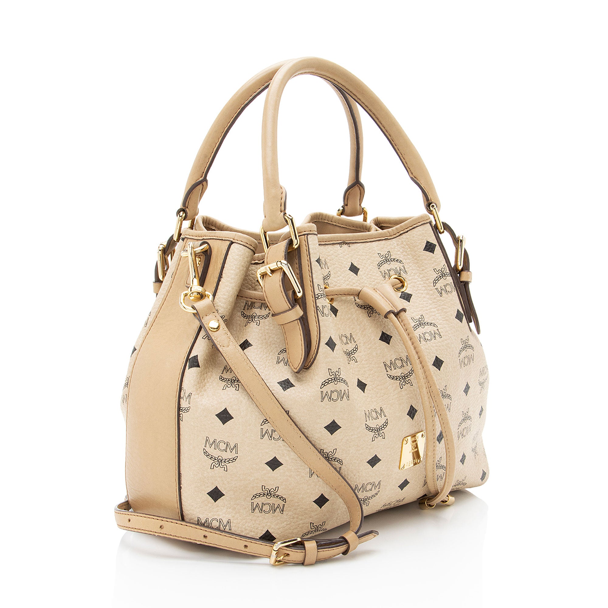 MCM Visetos Drawstring Small Shopper Tote