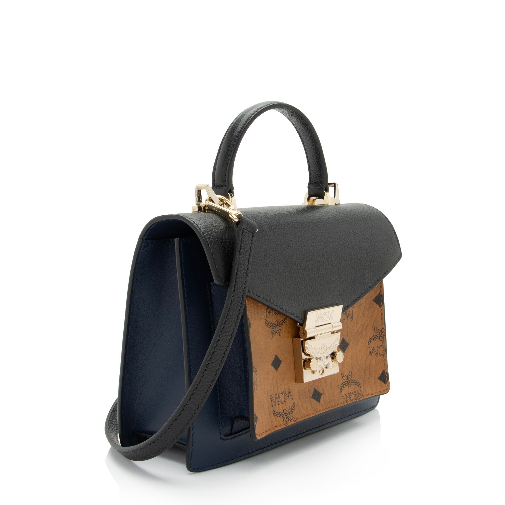 MCM Visetos Leather Patricia Top Handle