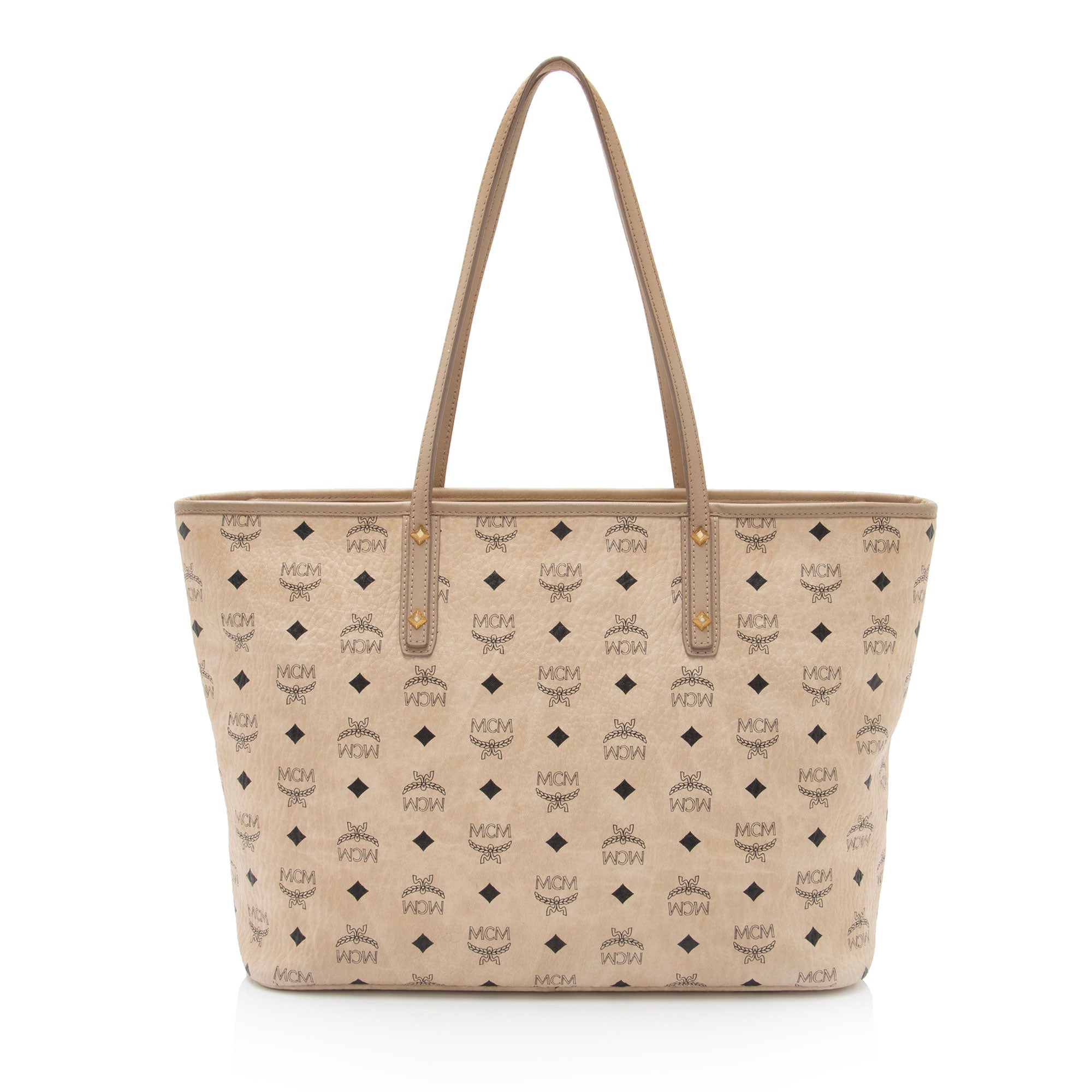 Anya Mcm Tote Beige MCM Visetos Medium Anya Tote (SHF-lqhKX2)