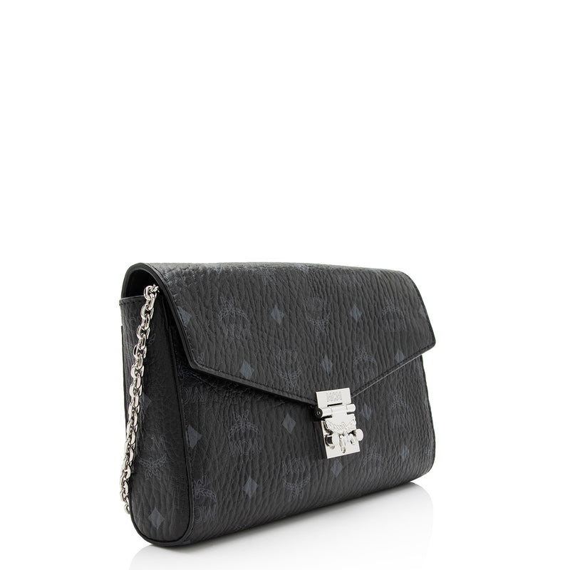 MCM Medium Millie Flap Crossbody In Visetos Black