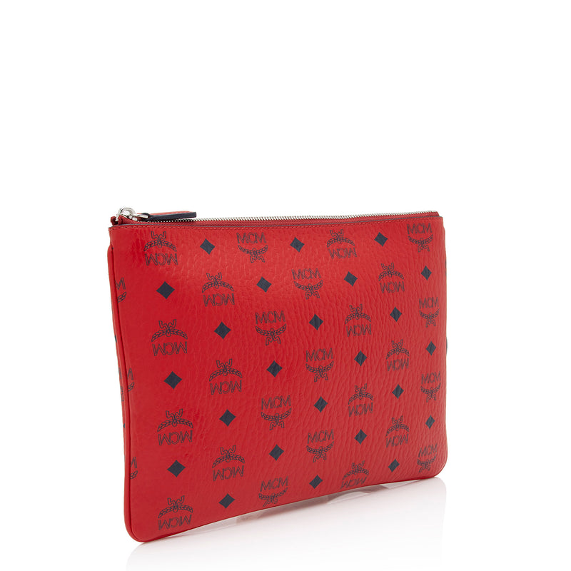 MCM Visetos Large Monogram Coated Canvas Wallet Red