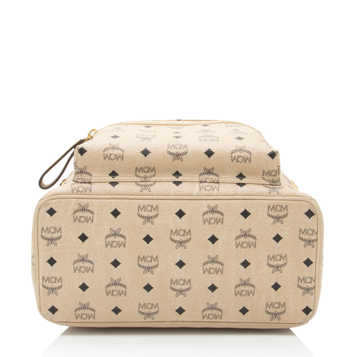 MCM Beige Leather Monogram Rockstud Backpack MCM Striped Visetos Small Stark Backpack Beige 1800028  main image 2