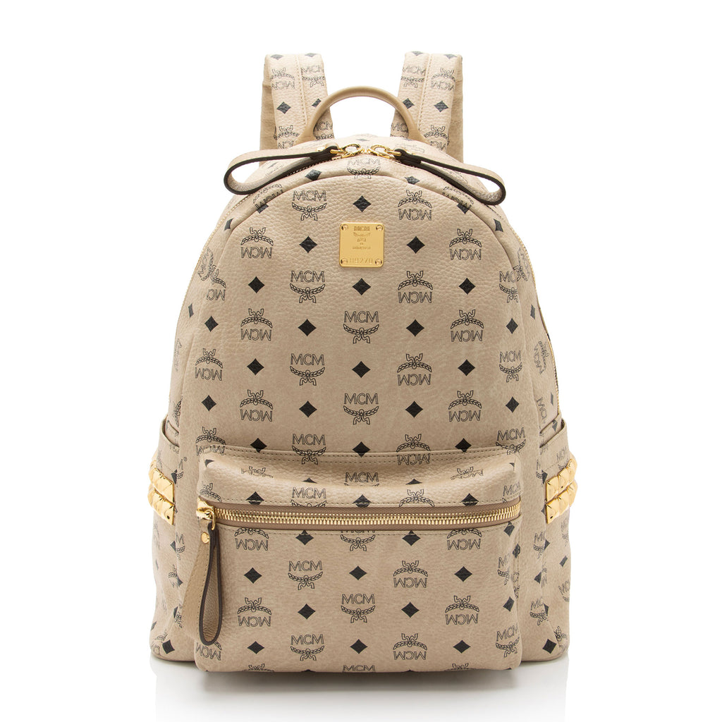 MCM Stark Side Stud Backpack Medium Beige