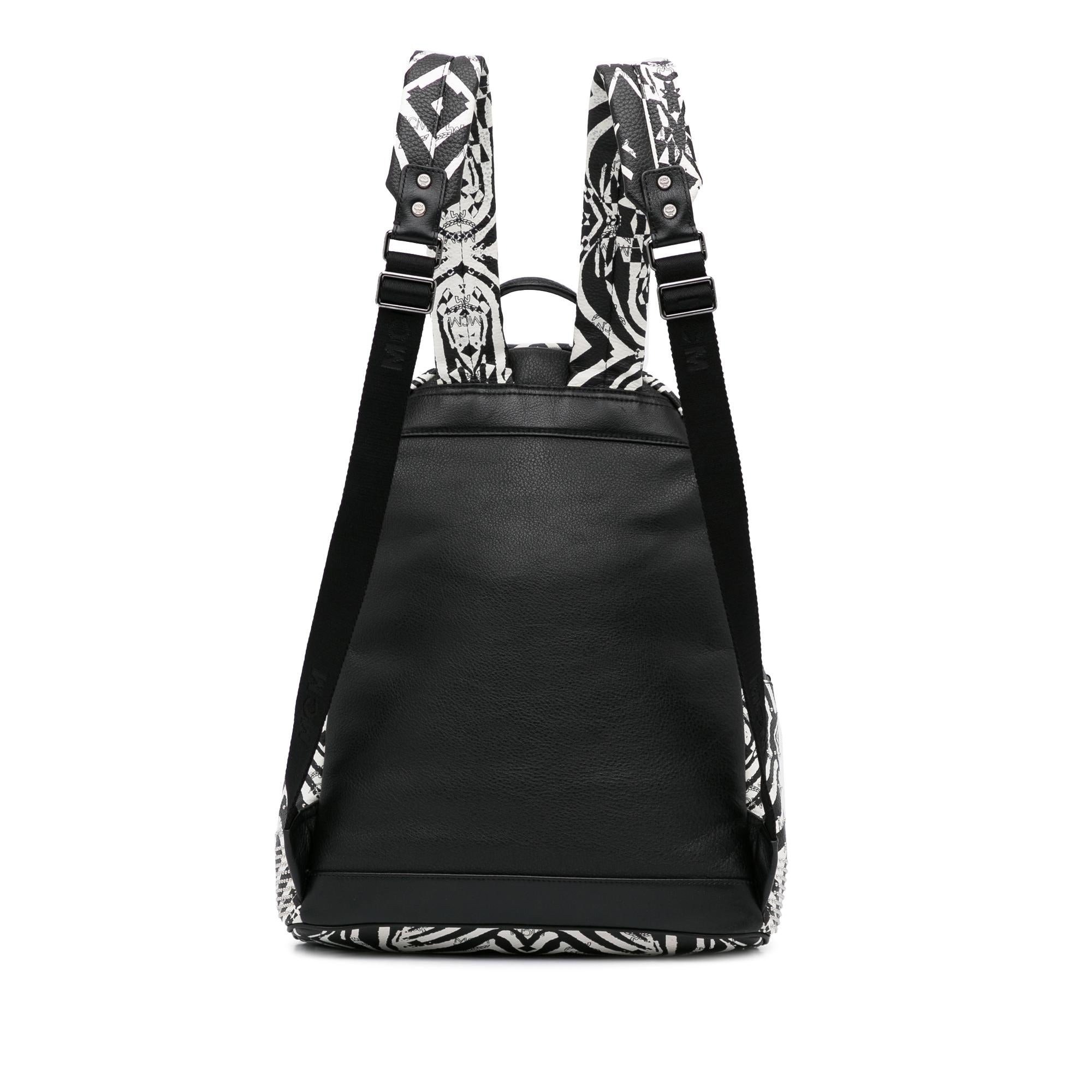 MCM Visetos Studded Zebra Print Backpack (SHG-DjcbWT)