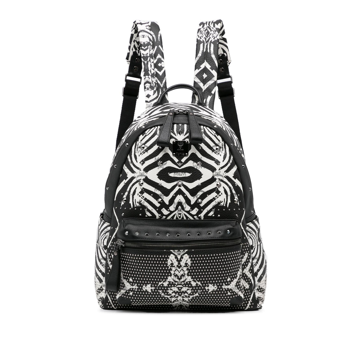 MCM  Visetos Zebra Studded Small Backpack with dustybag MCM Striped Visetos Studded Medium Stark M Backpack Black  main image 2