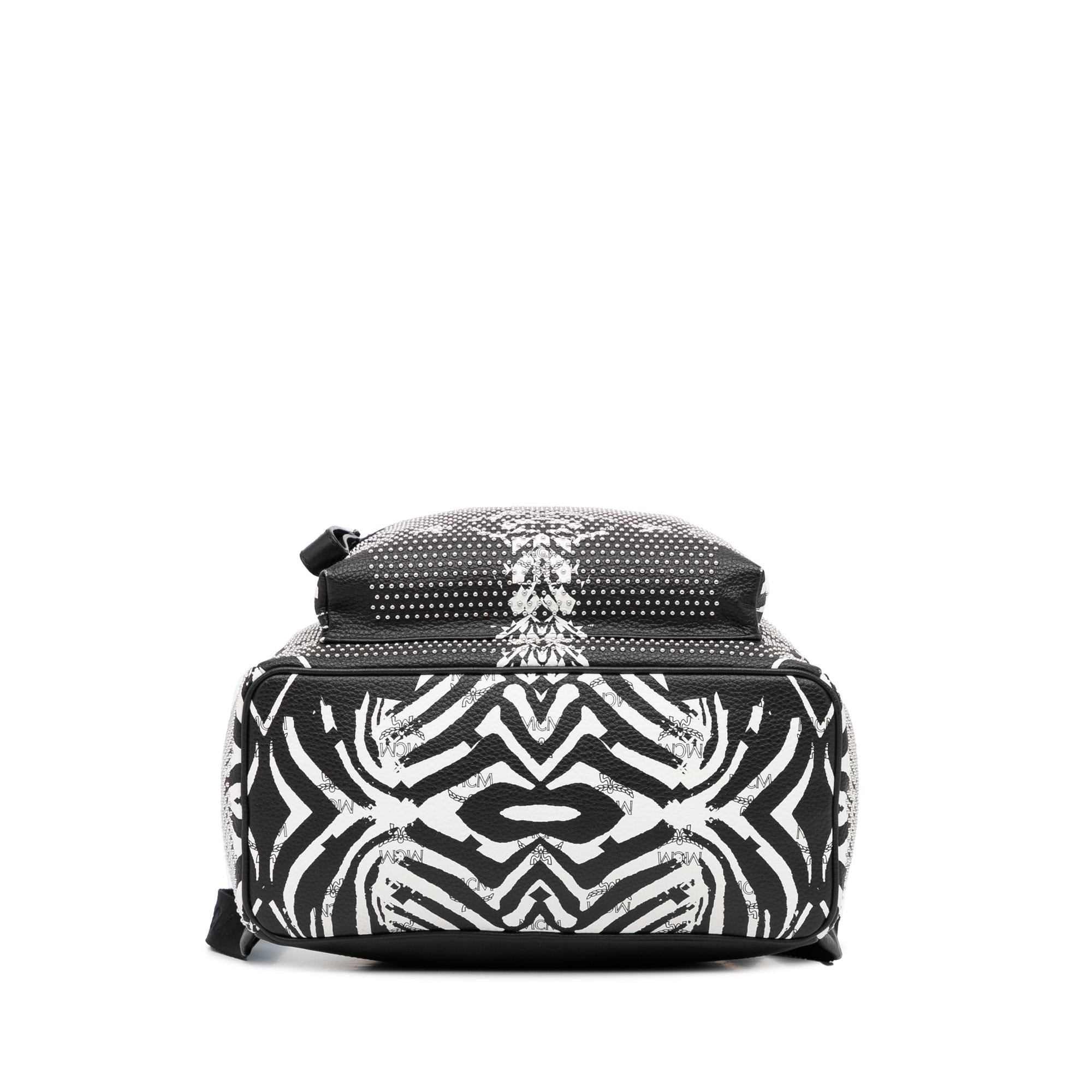 MCM Visetos Studded Zebra Print Backpack (SHG-DjcbWT)