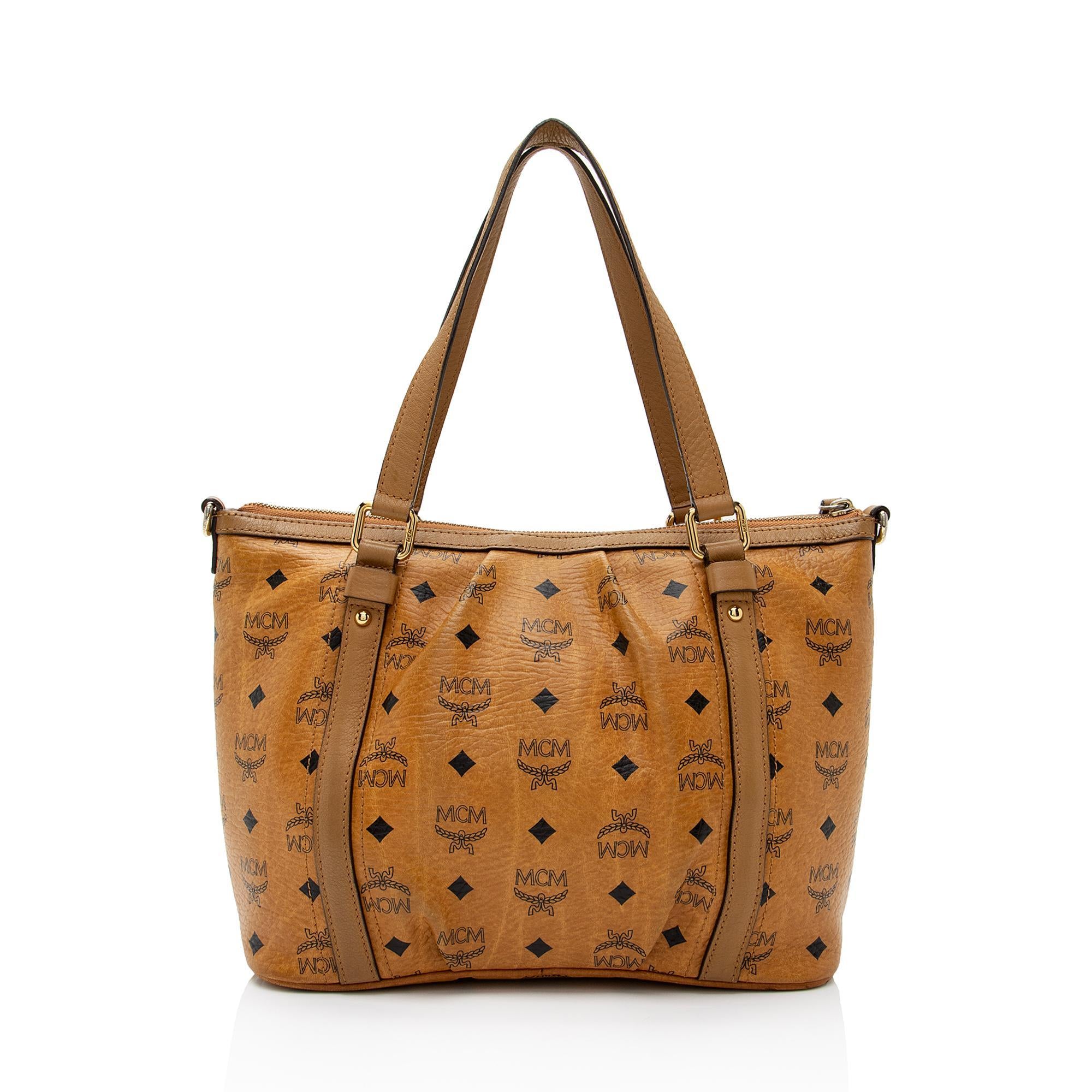 MCM Visetos Top Zip Two Way Shopper Tote (SHF-XGkqn7)