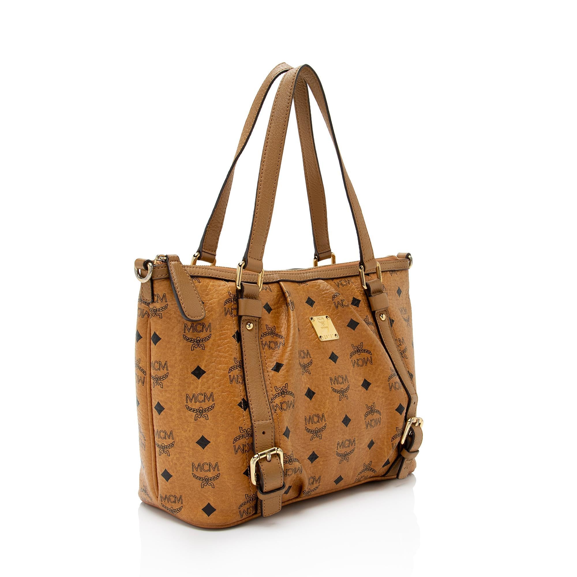 MCM Visetos Top Zip Two Way Shopper Tote (SHF-XGkqn7)