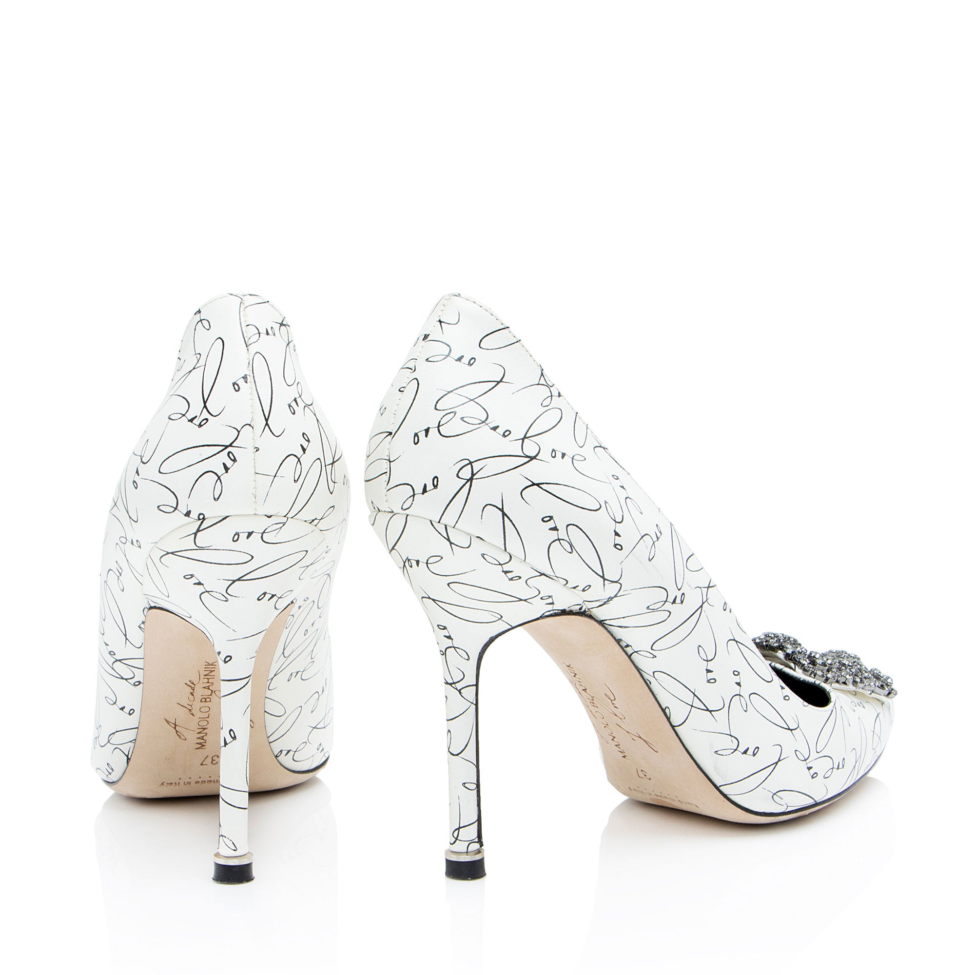 Manolo Blahnik Leather Hangisi Decade of Love Pumps - Size 7 / 37