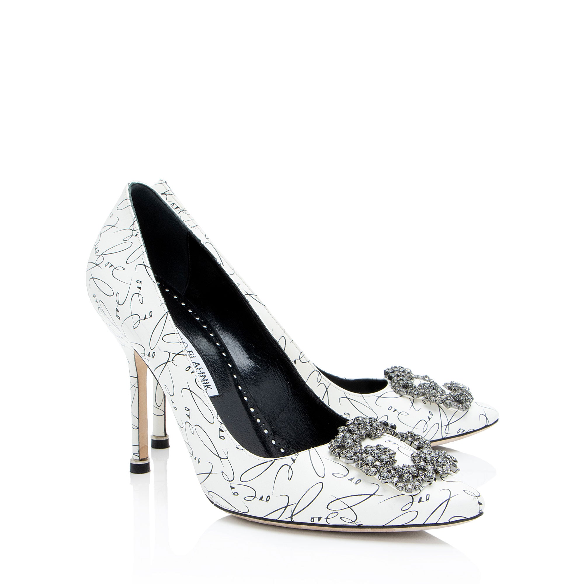 Manolo Blahnik Leather Hangisi Decade of Love Pumps - Size 7 / 37