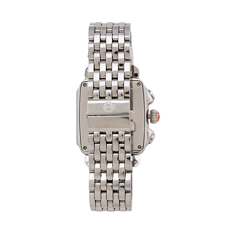 Michele Stainless Steel Diamond Mother of Pearl Deco Chronograph Watch (SHF-FDLv6Y)