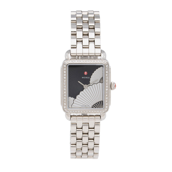 Michele Stainless Steel Diamond Fan Deco II Watch (SHF-ZSlLc5)
