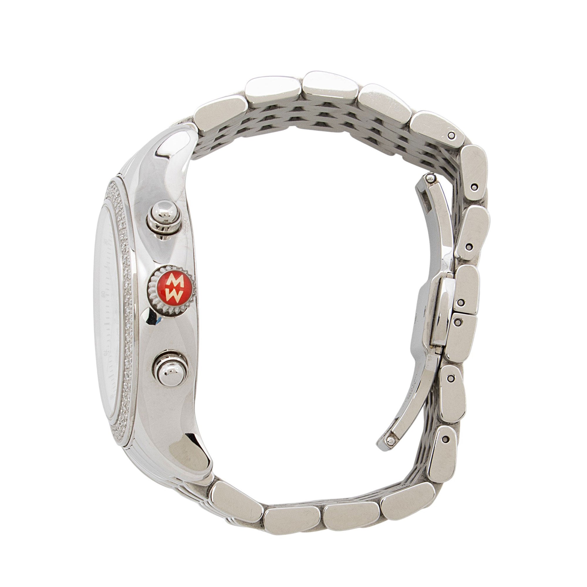 Michele Stainless Steel Diamond Jetway Watch