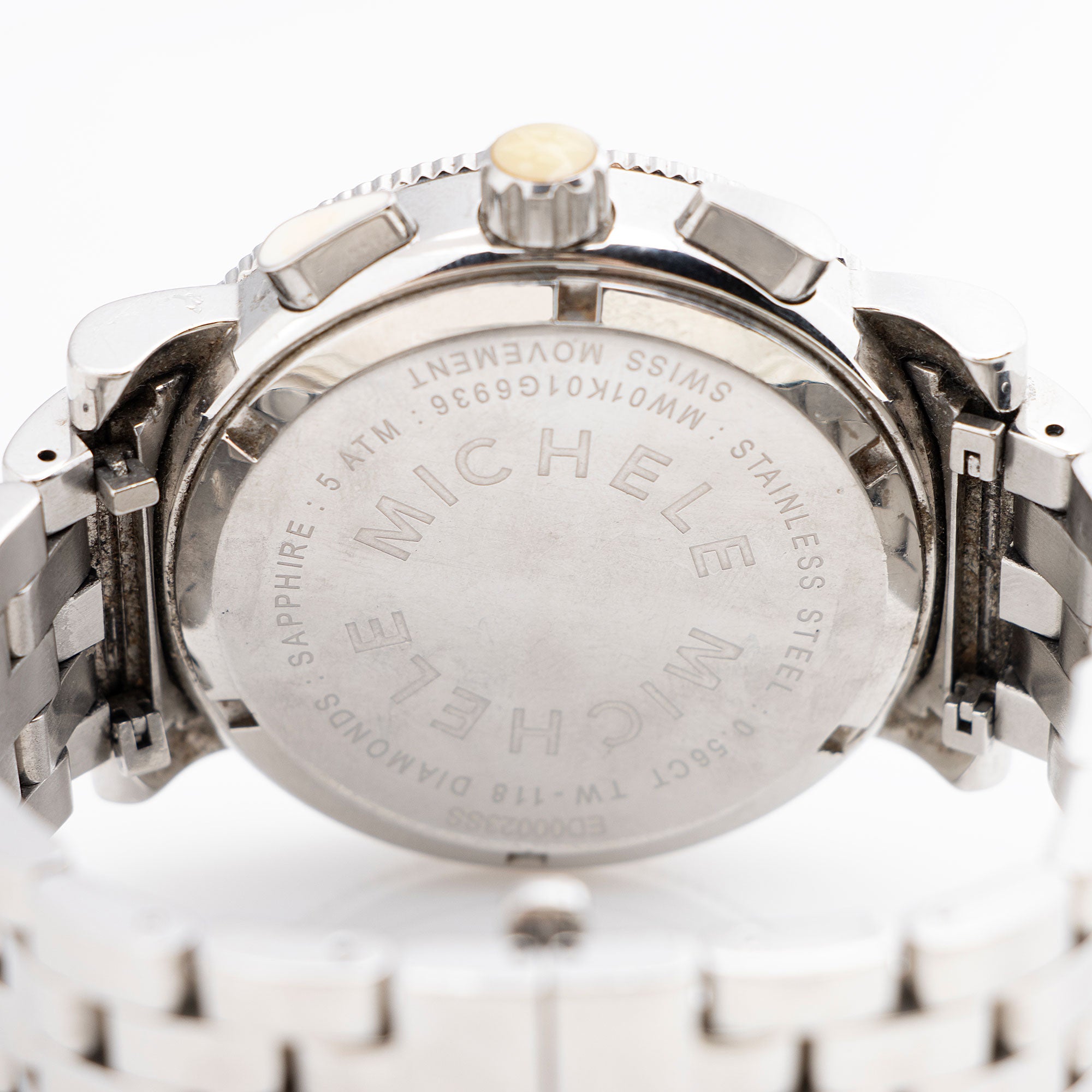 Michele Stainless Steel Diamond Sport Sail Blanc Chronograph Watch