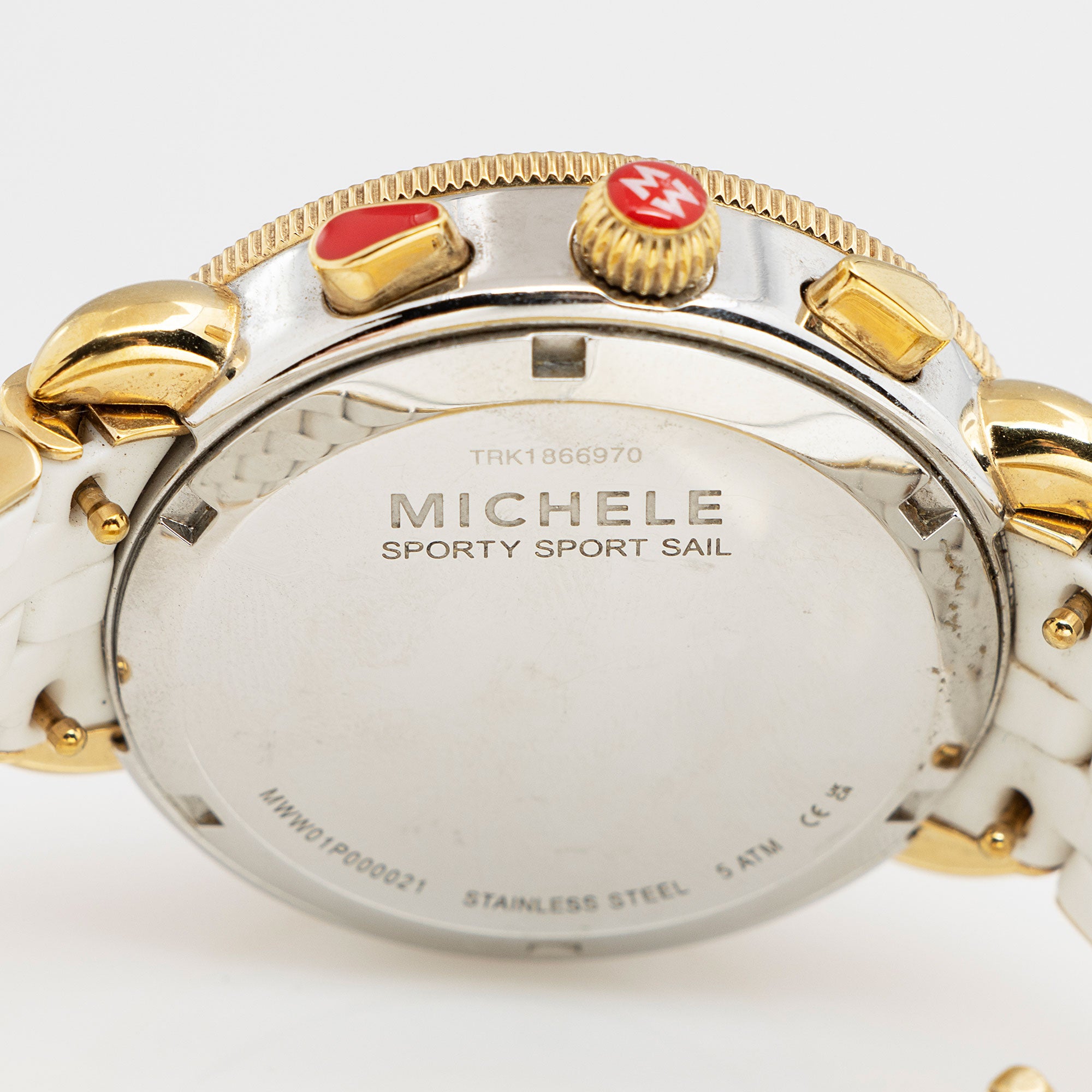 Michele Goldtone Stainless Steel Silicone Sporty Sail Chronograph Watch