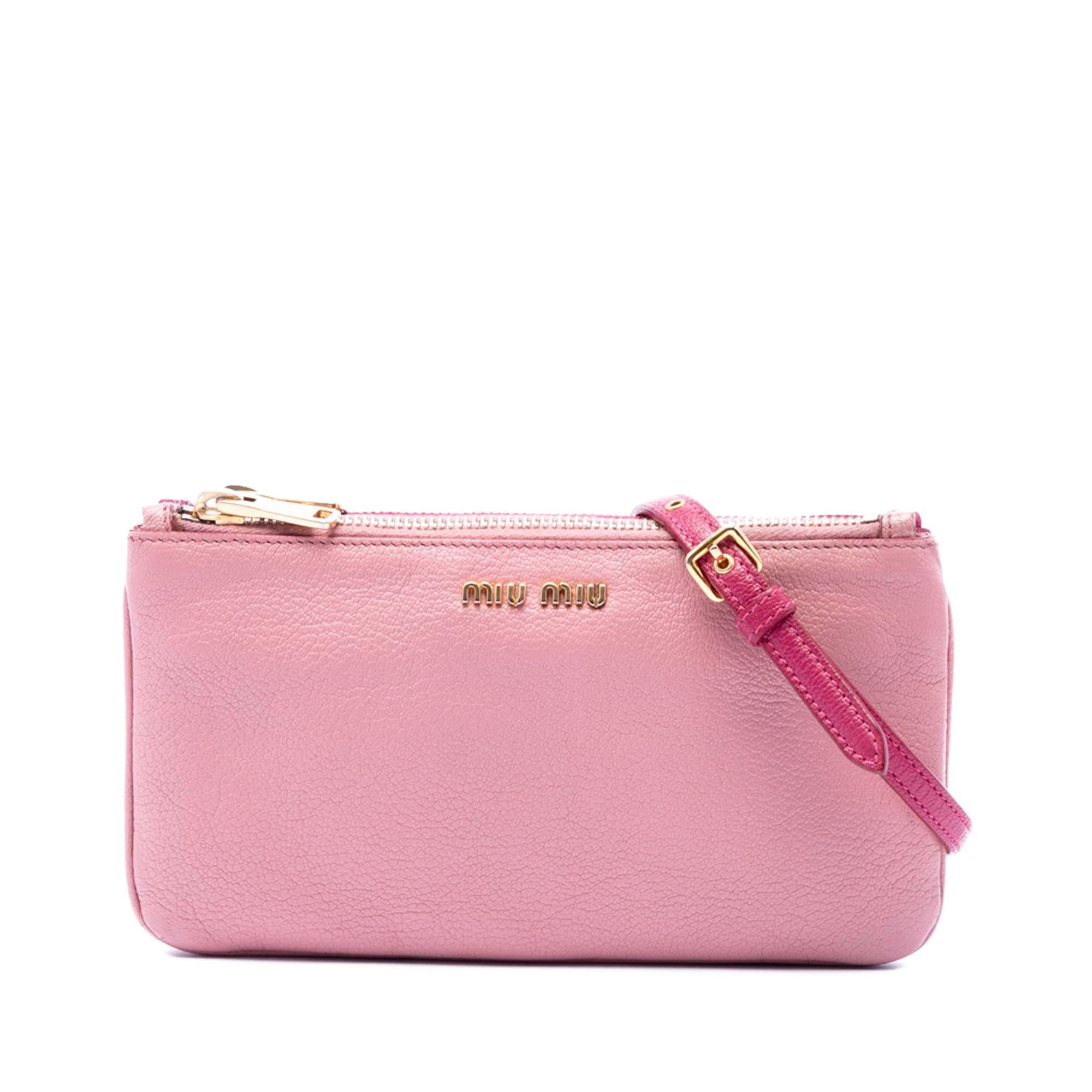 Miu Miu Bicolor Goatskin Madras Double Zip Crossbody