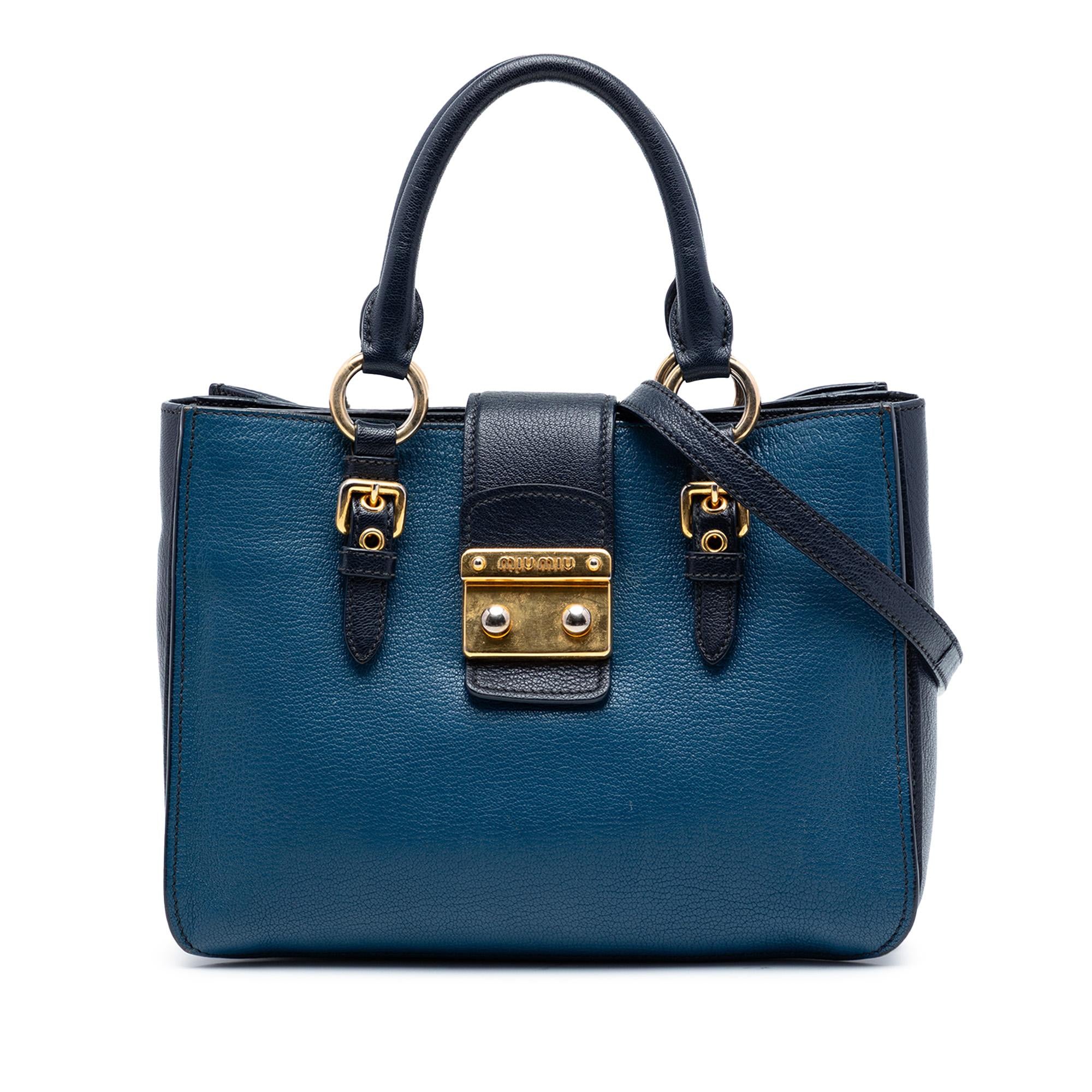 Miu Miu Bicolor Goatskin Madras Satchel
