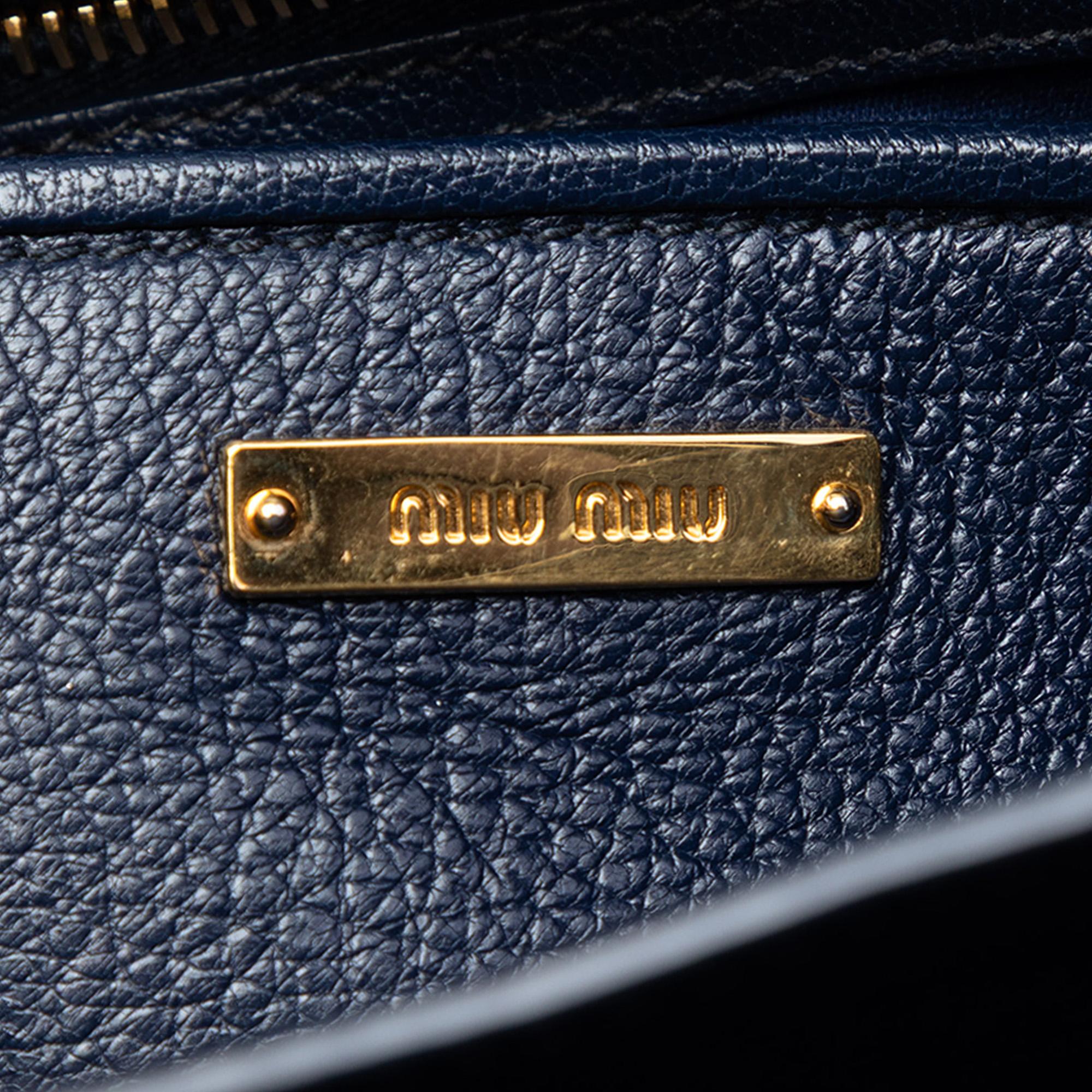Miu Miu Bicolor Goatskin Madras Satchel