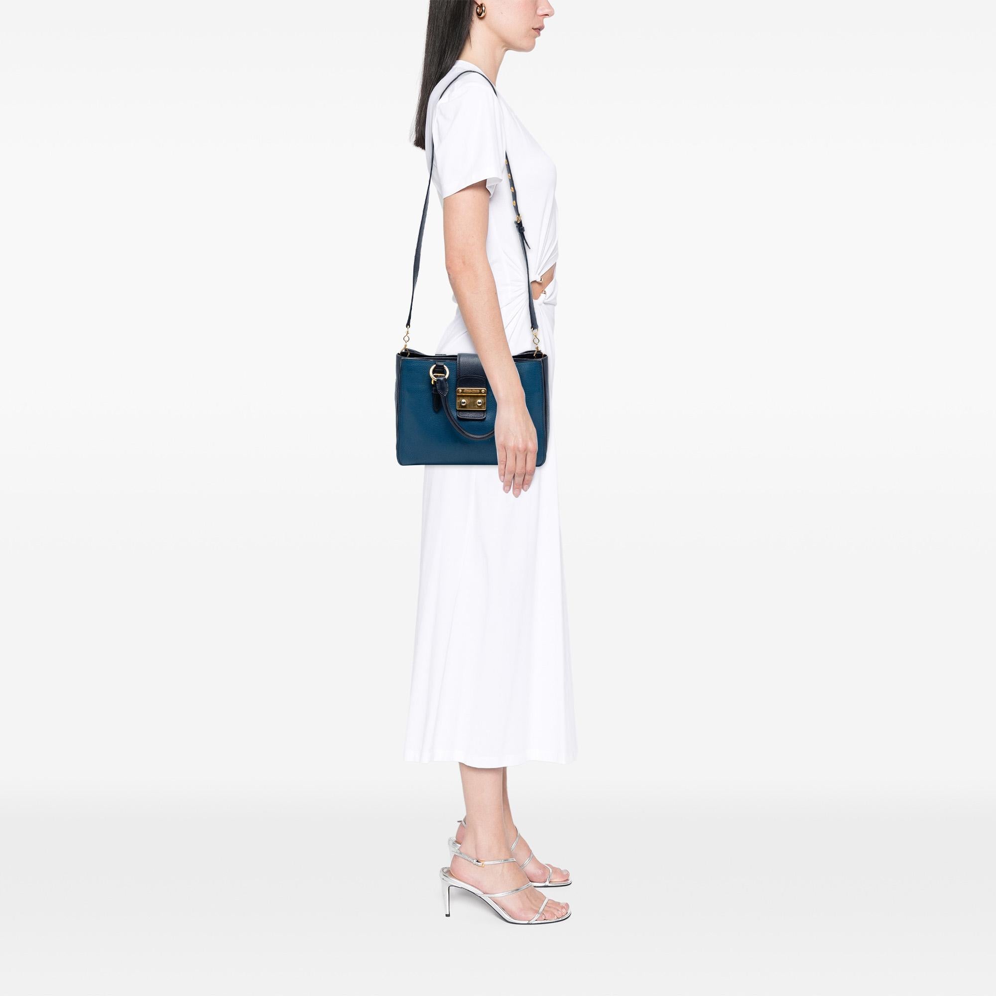 Miu Miu Bicolor Goatskin Madras Satchel