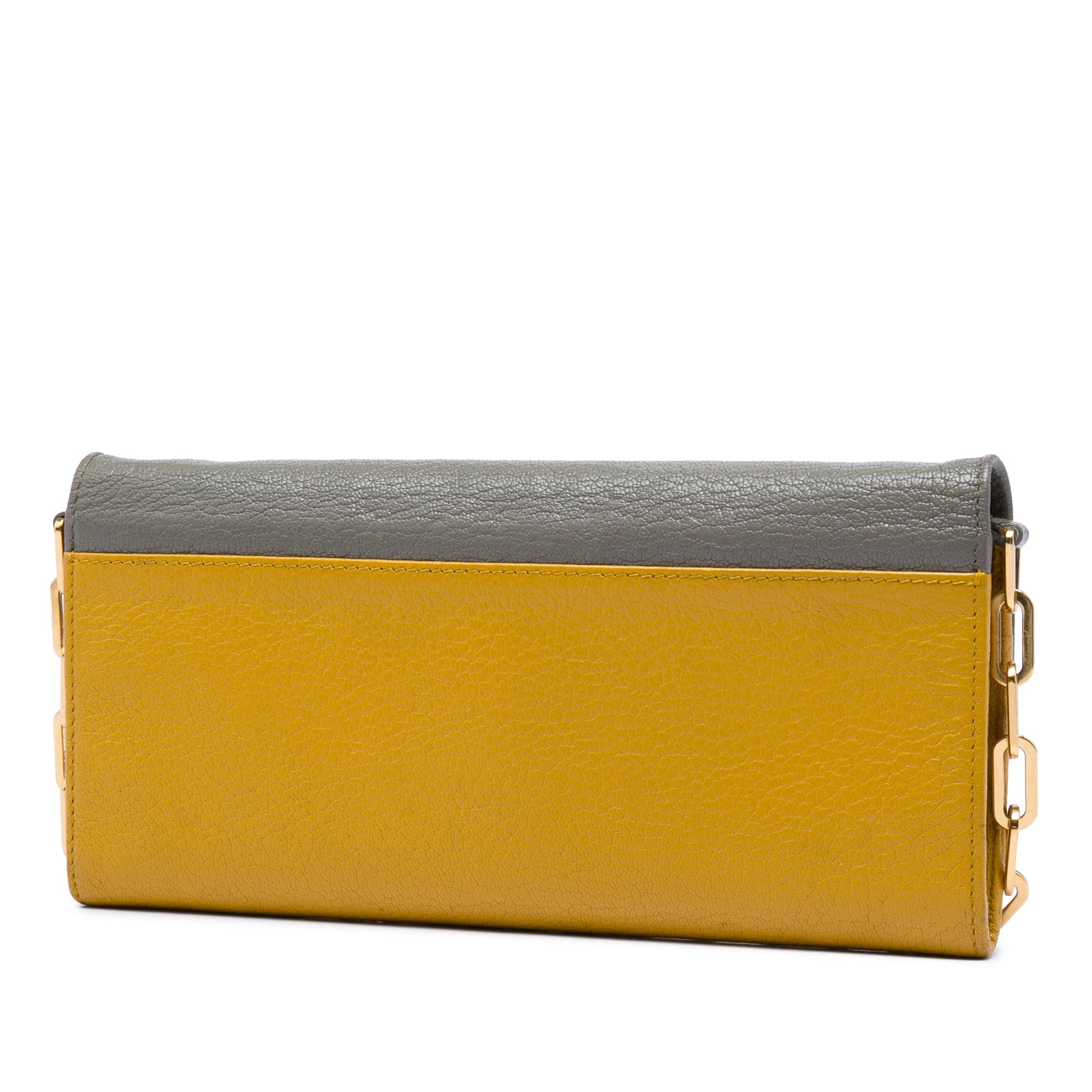 Miu Miu Bicolor Goatskin Madras Wallet on Chain