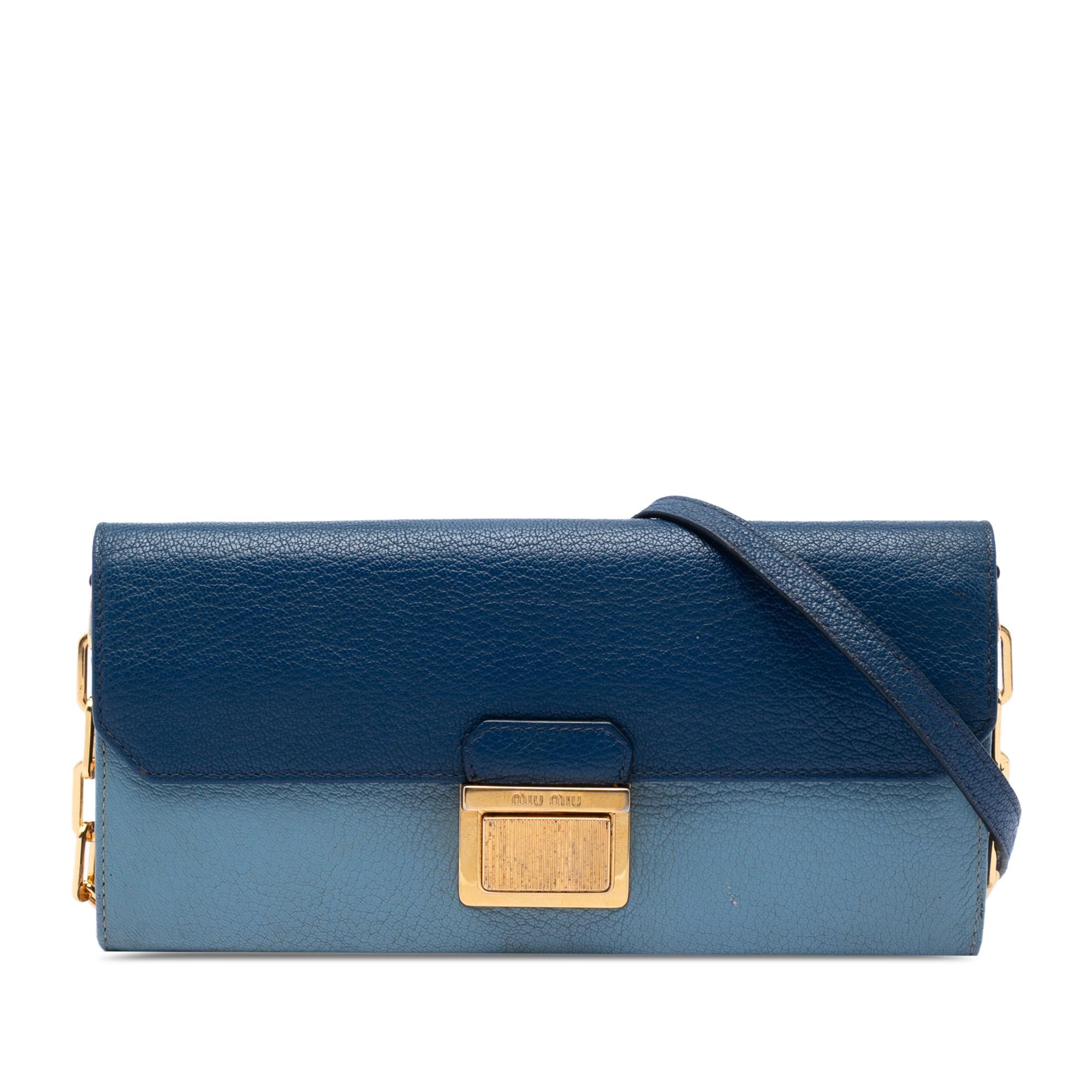 Miu Miu Bicolor Goatskin Madras Wallet on Chain