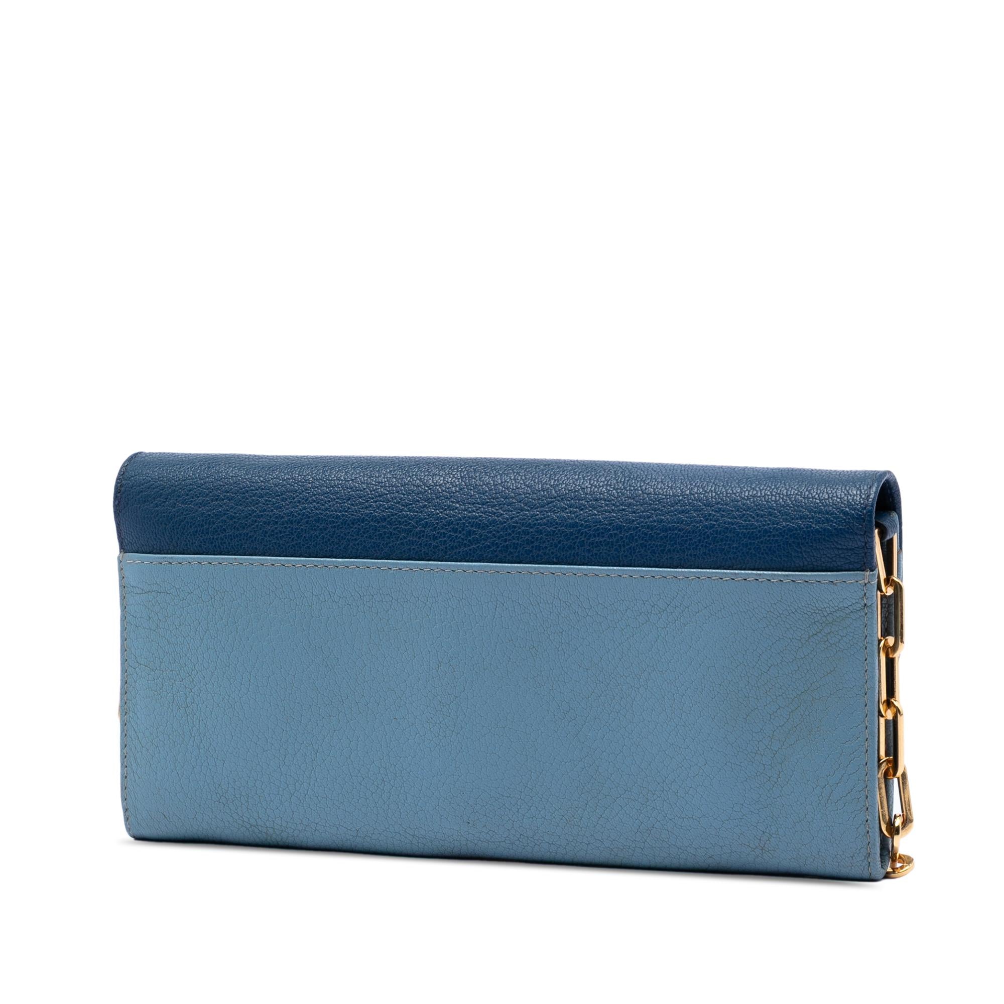 Miu Miu Bicolor Goatskin Madras Wallet on Chain