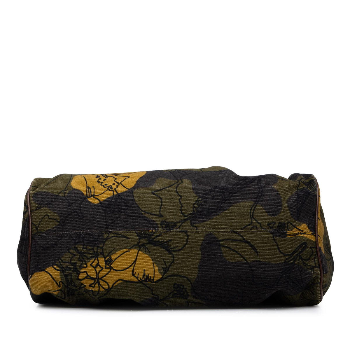 Miu Miu Canvas Camouflage Floral Wood Frame Top Handle Bag