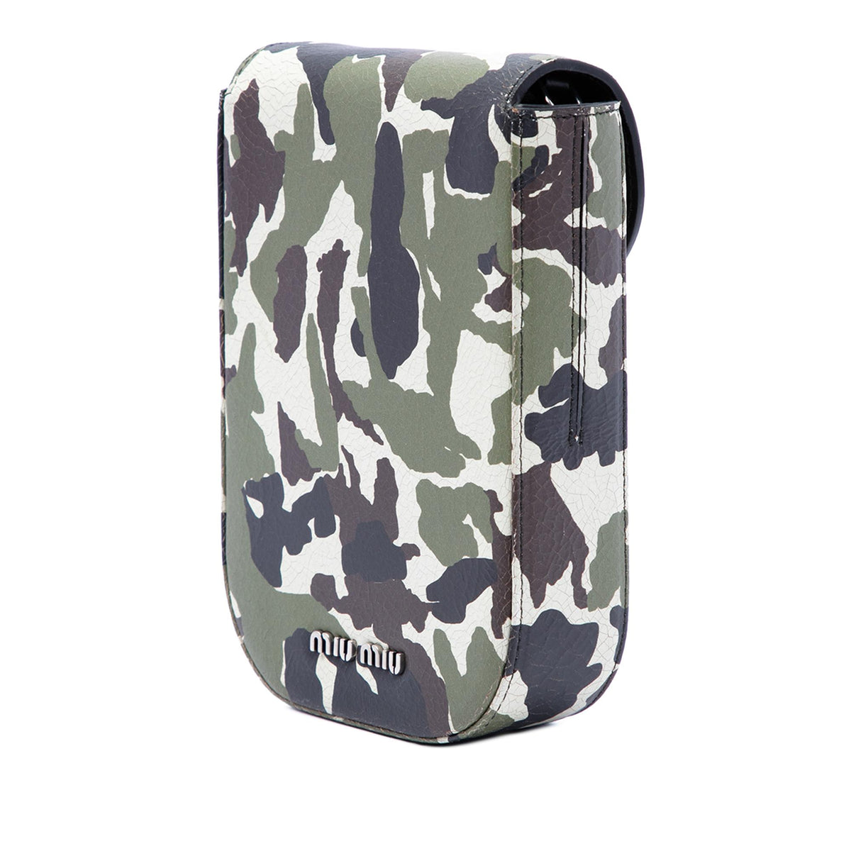 Miu Miu Crystal Embellished Camouflage Print Calfskin Phone Case Crossbody