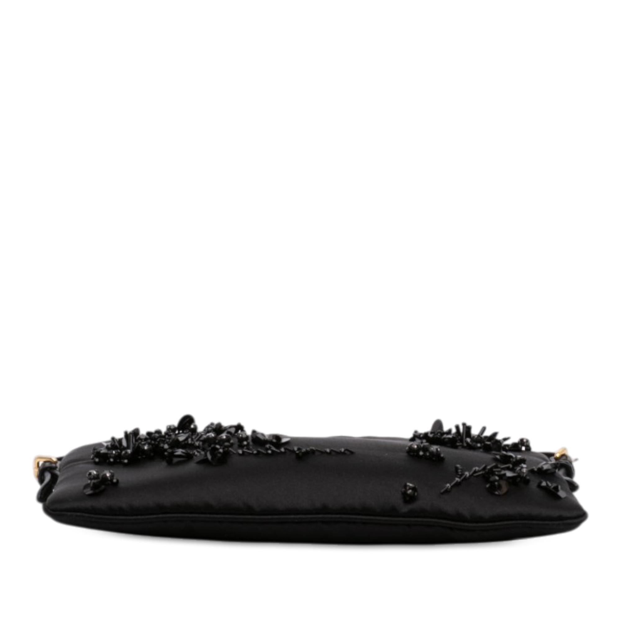 Miu Miu Crystal Embellished Satin Shoulder Bag
