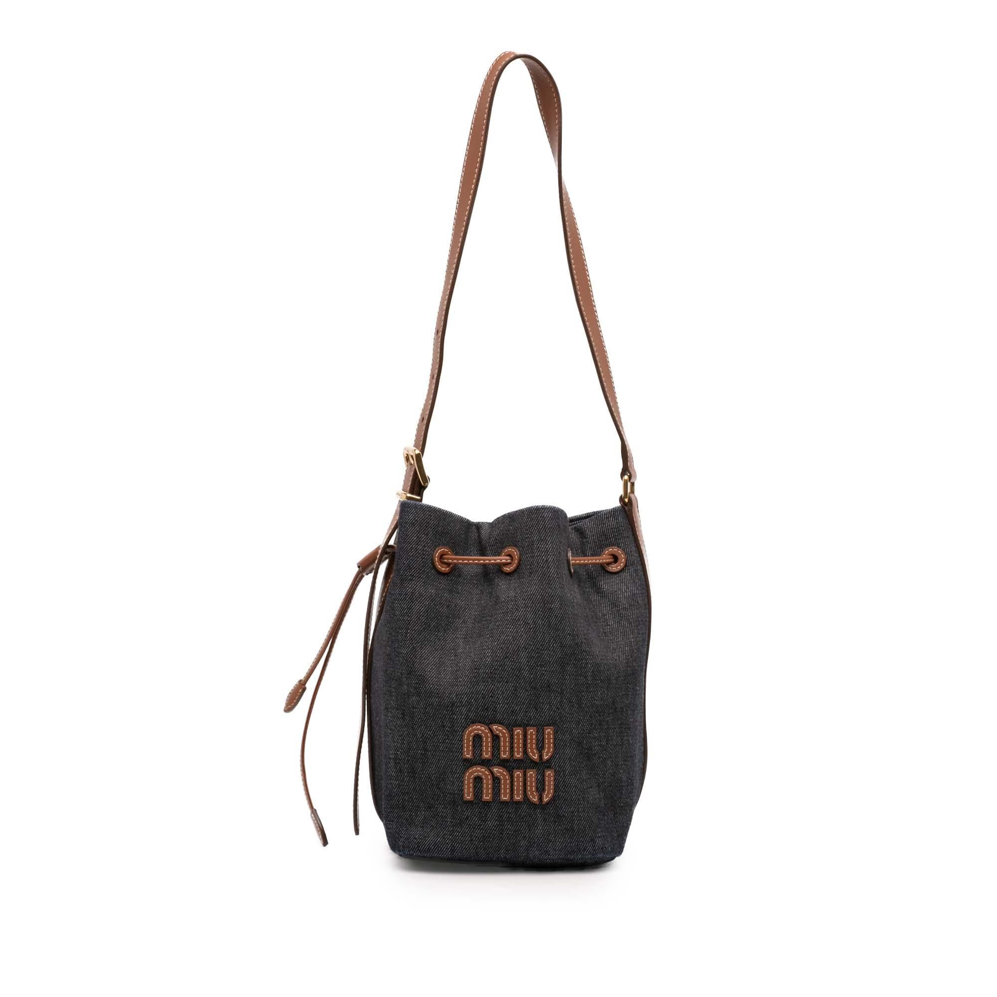 Miu Miu Denim Logo Bucket Bag