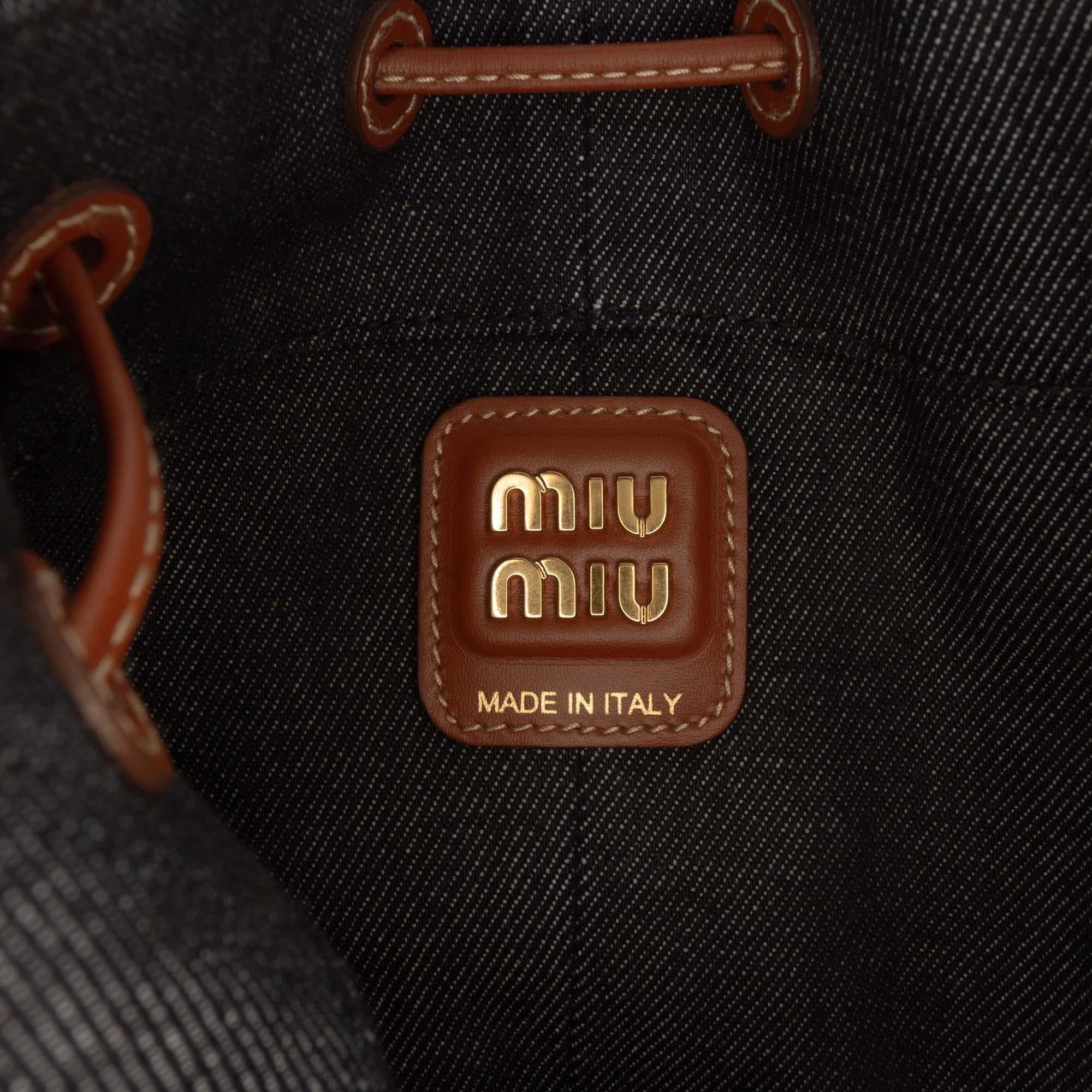 Miu Miu Denim Logo Bucket Bag