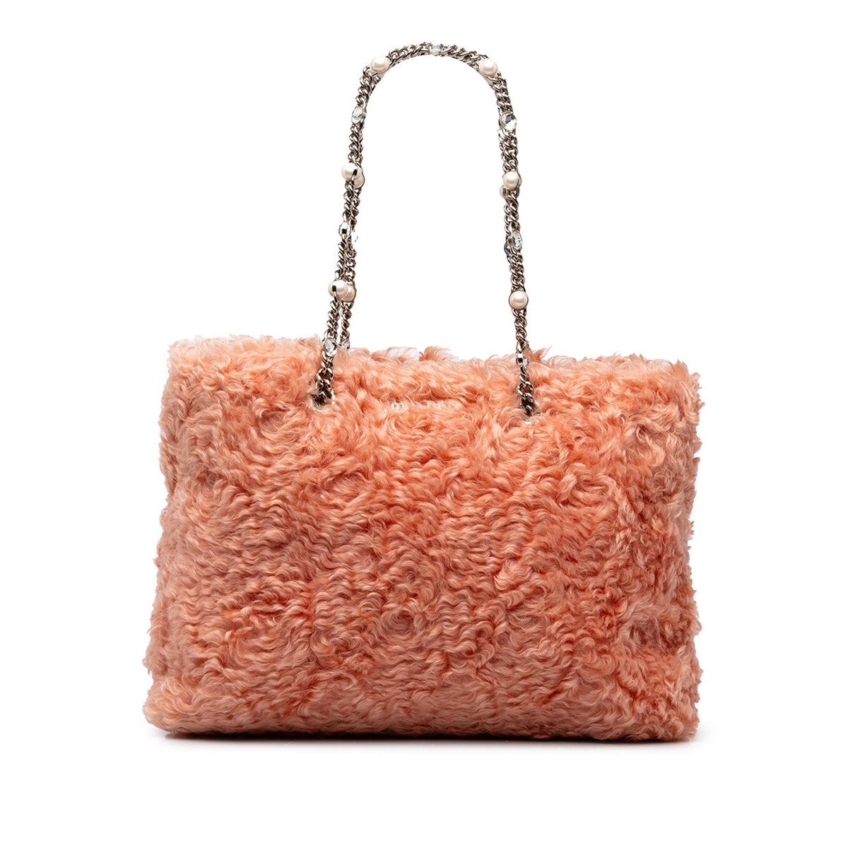 Miu Miu Eco Shearling Crystal Chain Tote